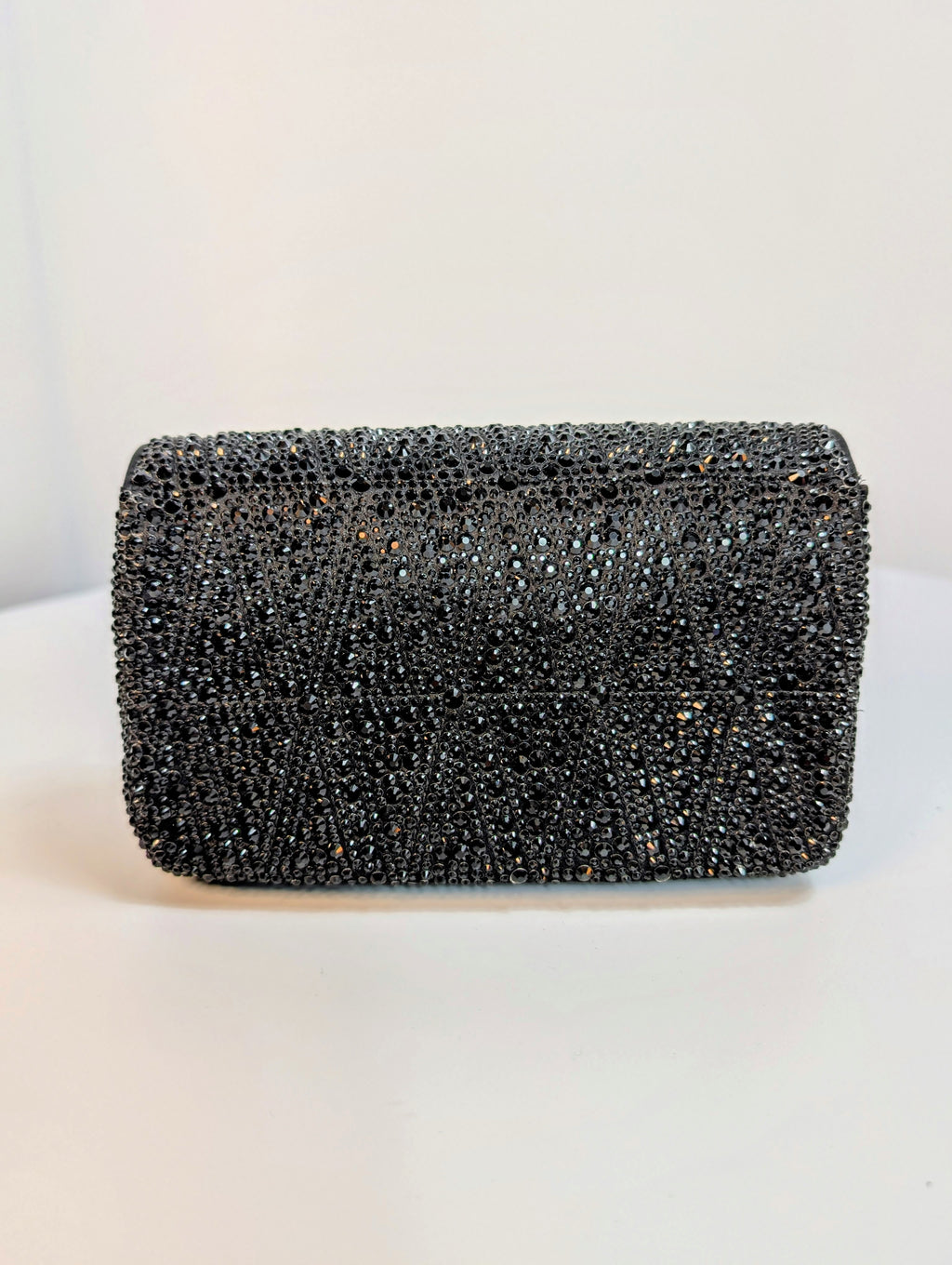 Versace Virtus Crystal-Embellished Wallet on Chain in Black