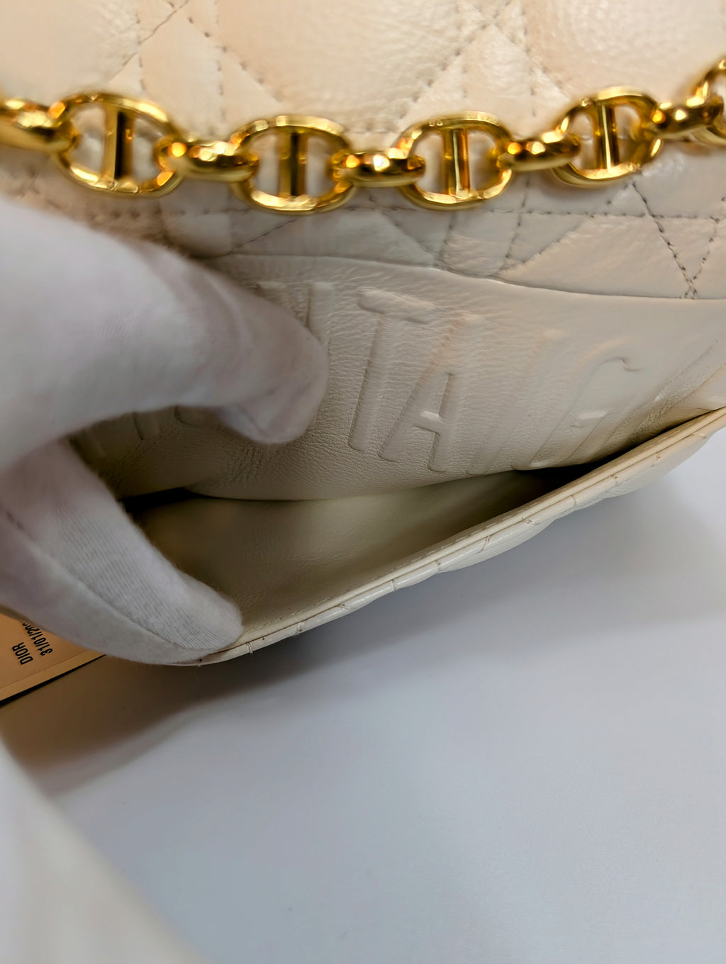 Christian Dior Cream Caro Bag Cannage Quilt Calfskin Medium