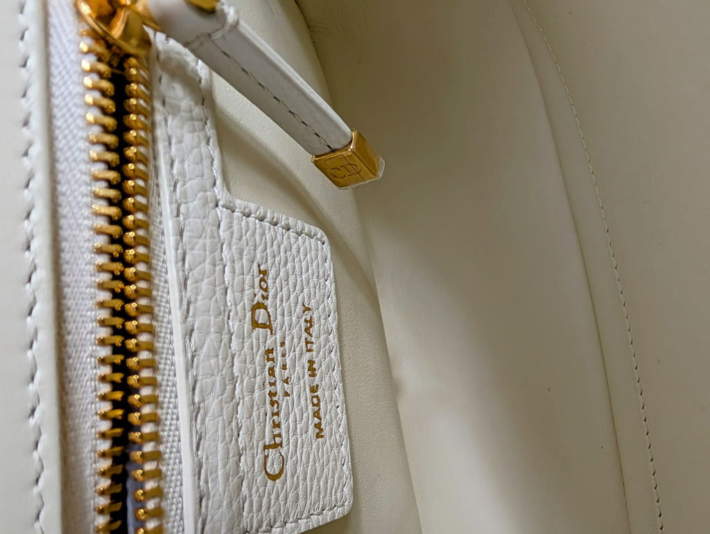 Christian Dior Cream Caro Bag Cannage Quilt Calfskin Medium