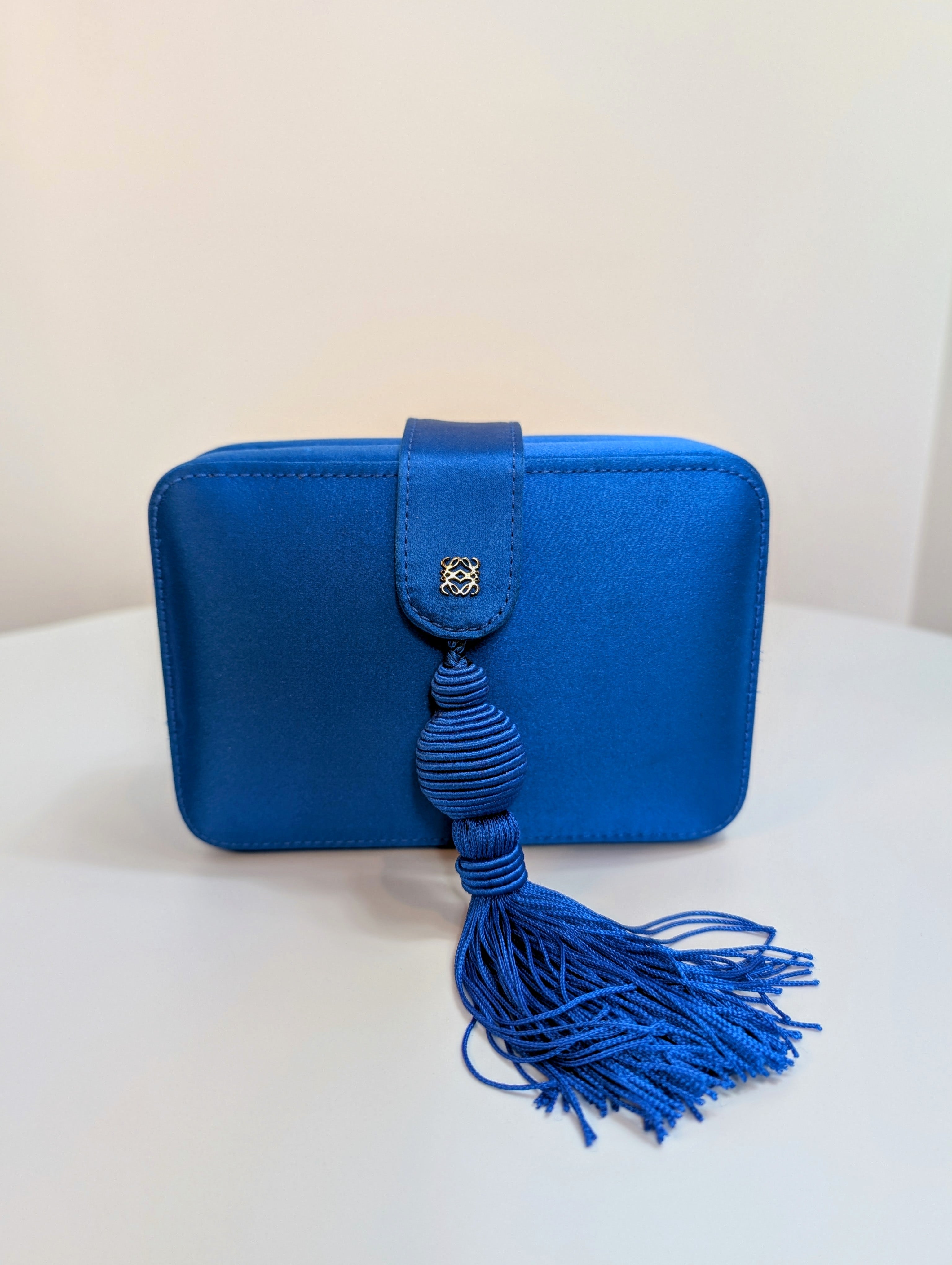 Loewe Blue Box Chain Clutch with Tassel