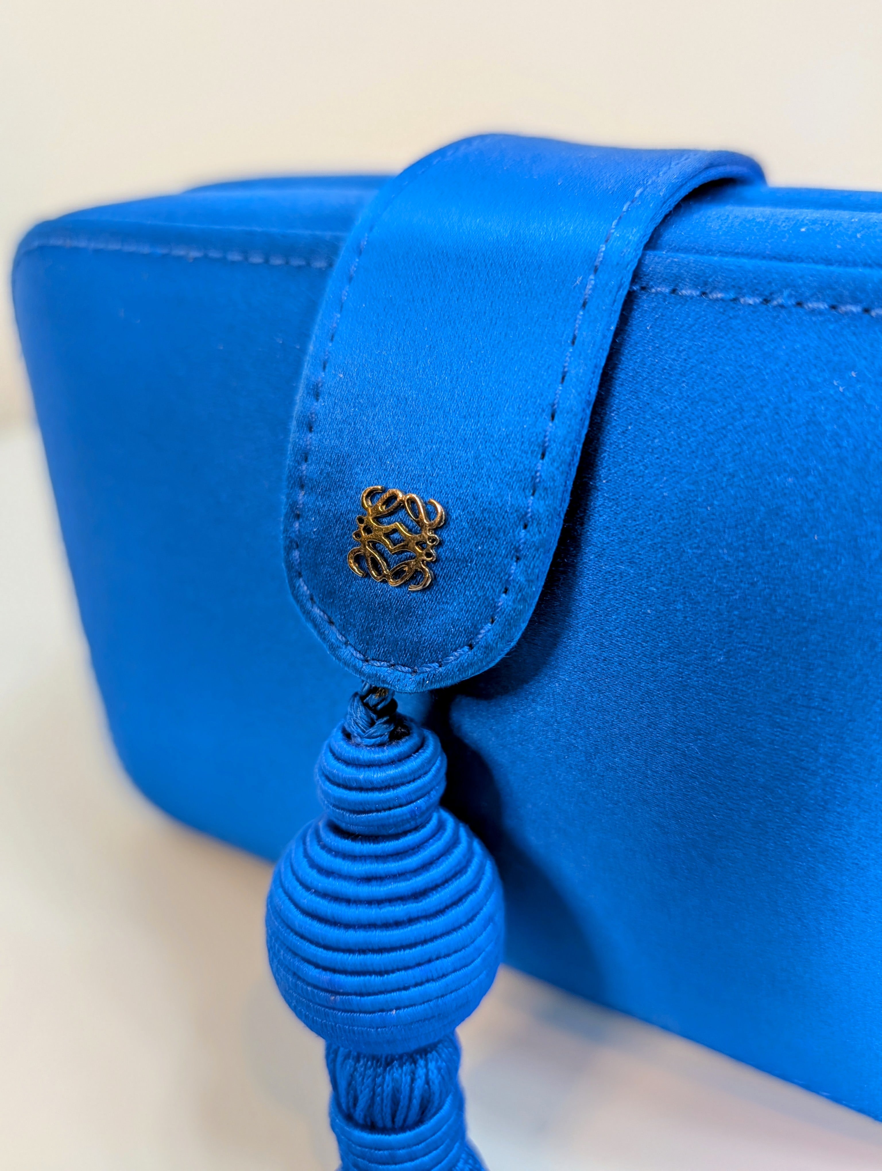 Loewe Blue Box Chain Clutch with Tassel