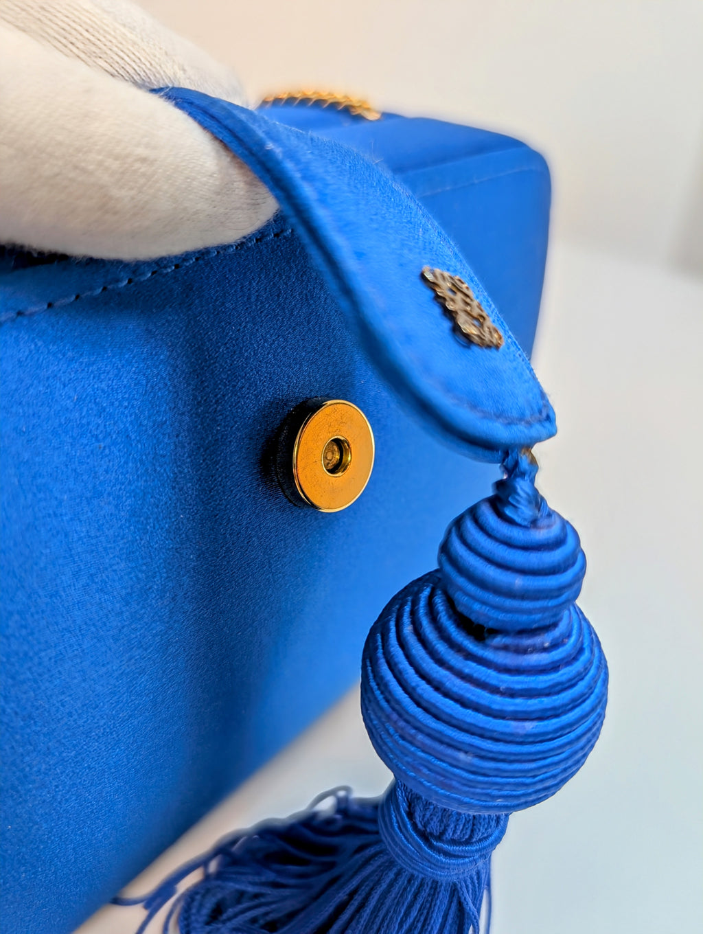 Loewe Blue Box Chain Clutch with Tassel