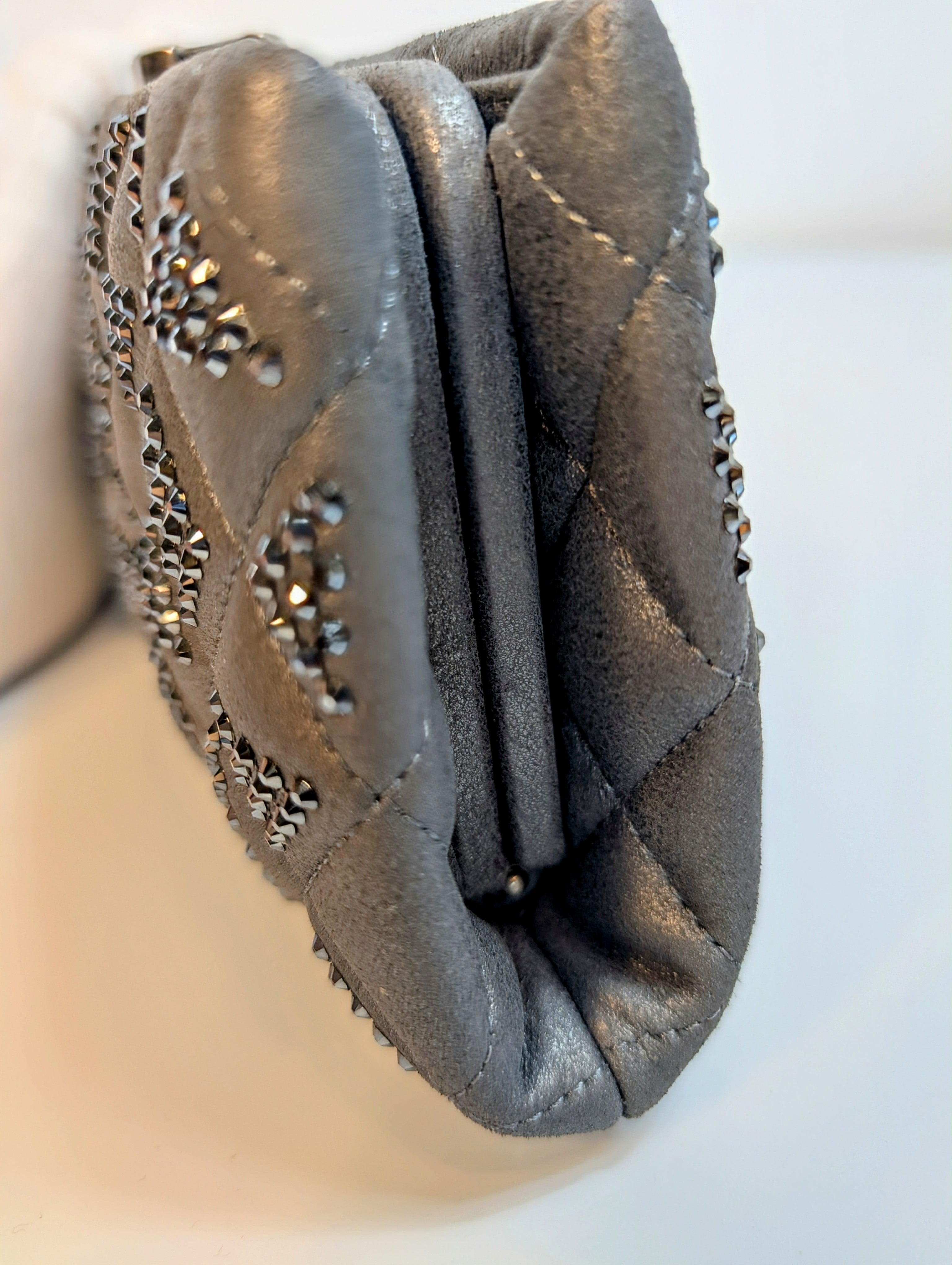 Chanel Gunmetal Iridescent Diamond-Quilted Clutch