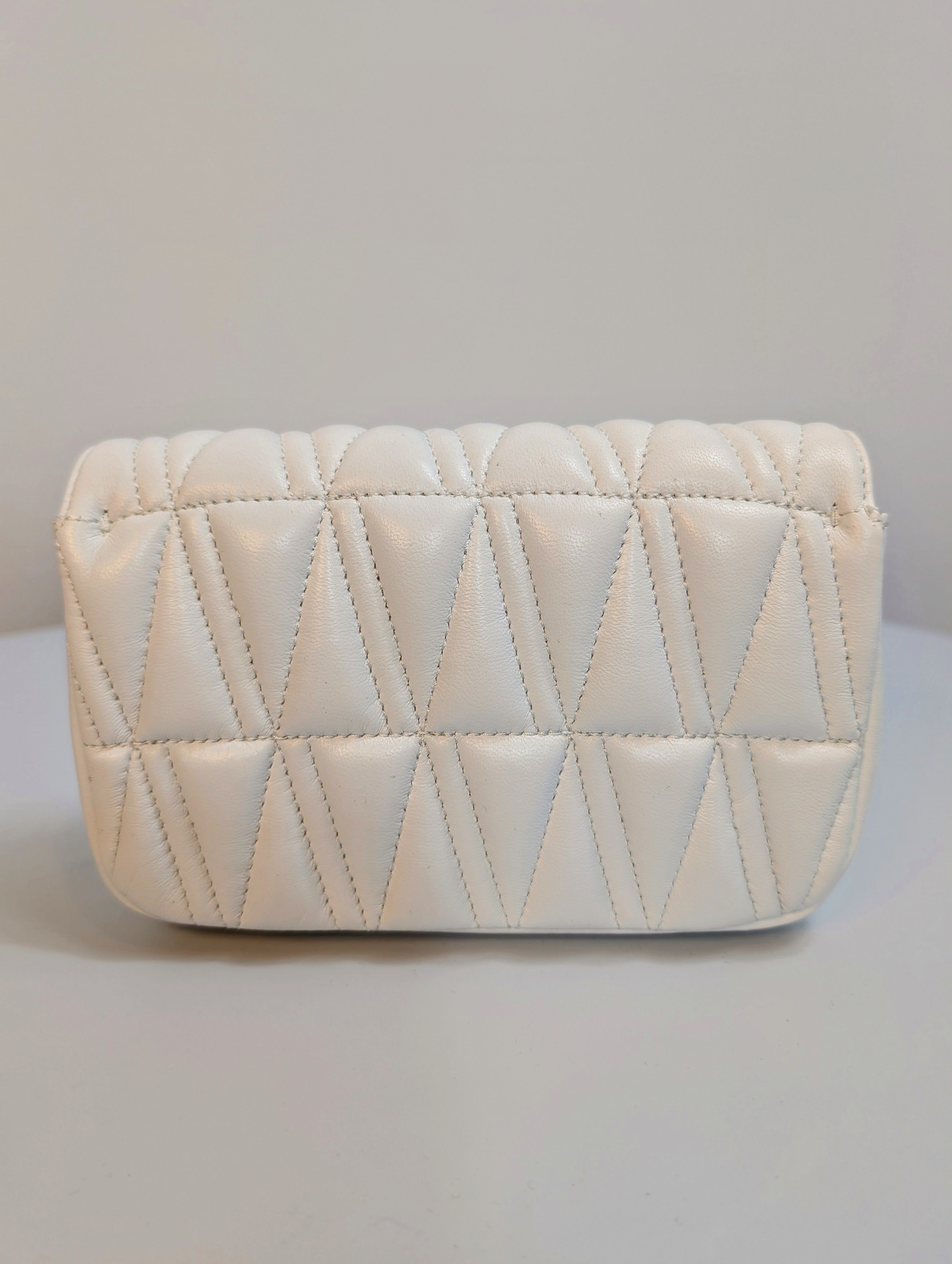 Versace White Virtus Quilted Chain Wallet on Chain (WOC)