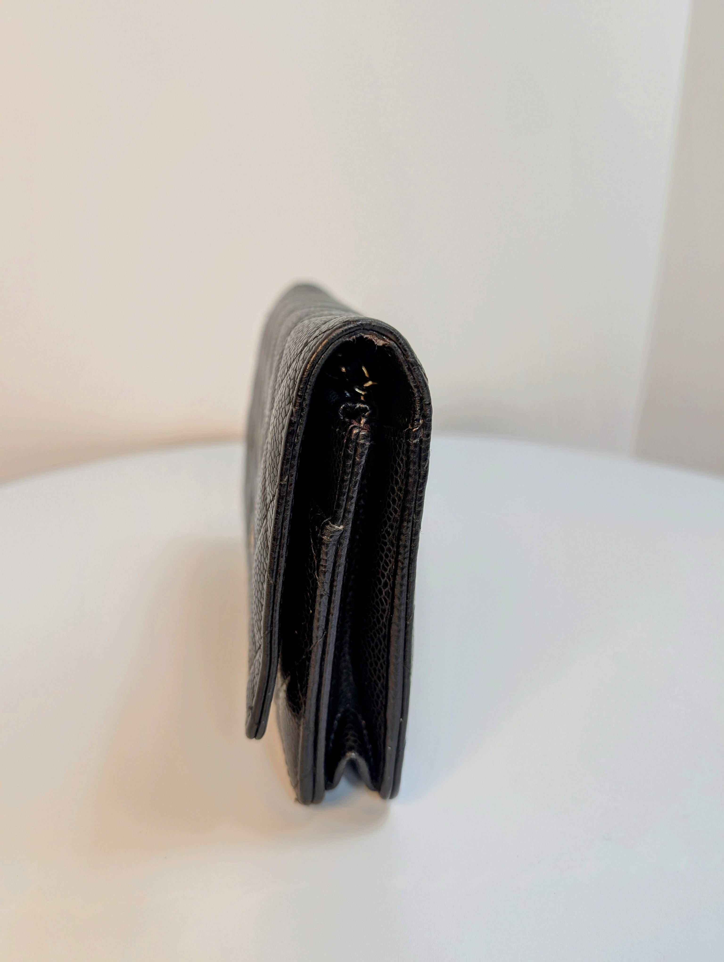 Chanel Black Quilted Caviar Leather Classic Wallet on Chain (WOC)