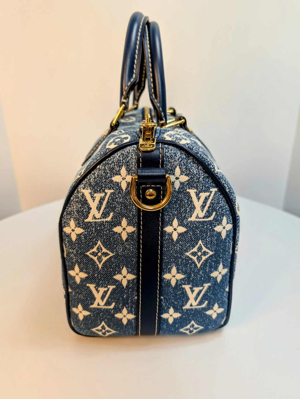 Louis Vuitton Denim Jacquard Monogram Speedy Bandoulière 25
