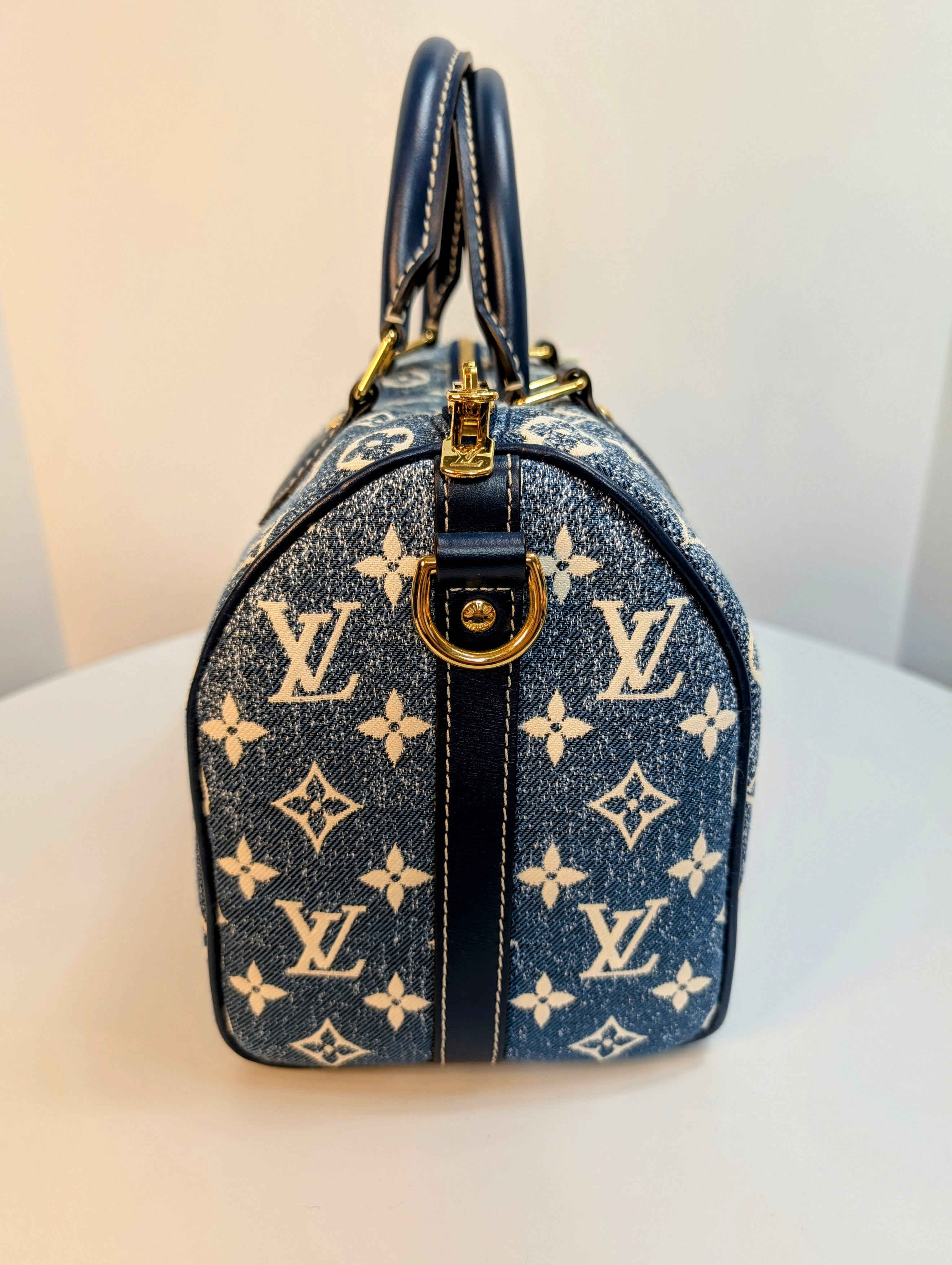 Louis Vuitton Denim Jacquard Monogram Speedy Bandoulière 25