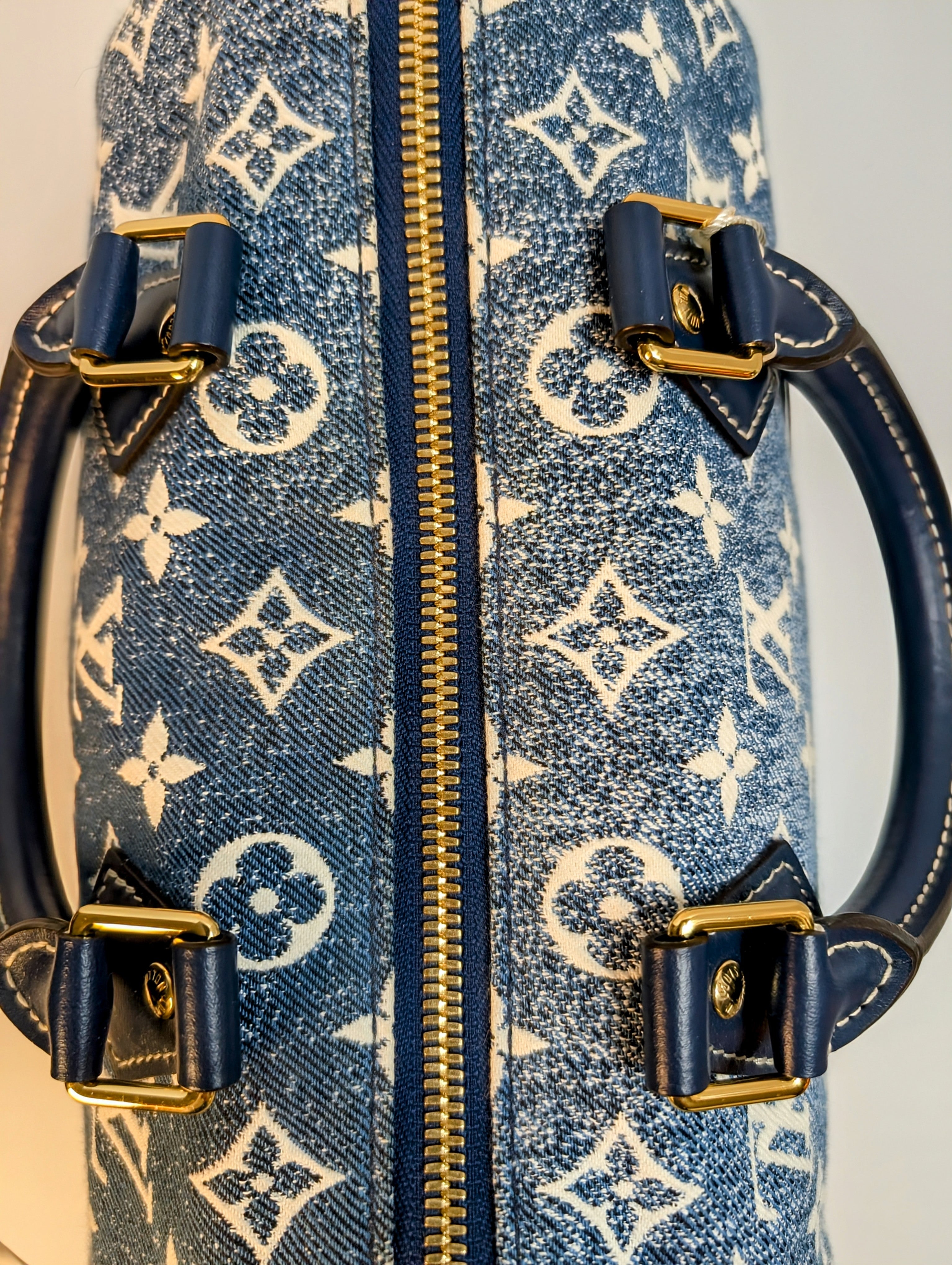 Louis Vuitton Denim Jacquard Monogram Speedy Bandoulière 25