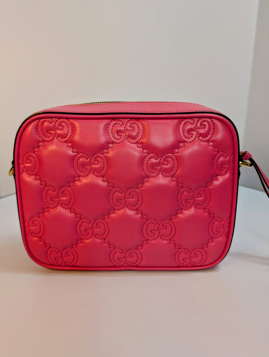 Gucci GG Hot Pink Matelasse Leather Double-Strap Camera Bag
