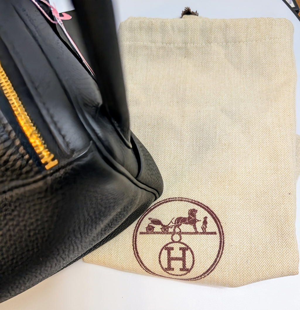 Hermes Black Taurillon Clemence Leather Lindy 26