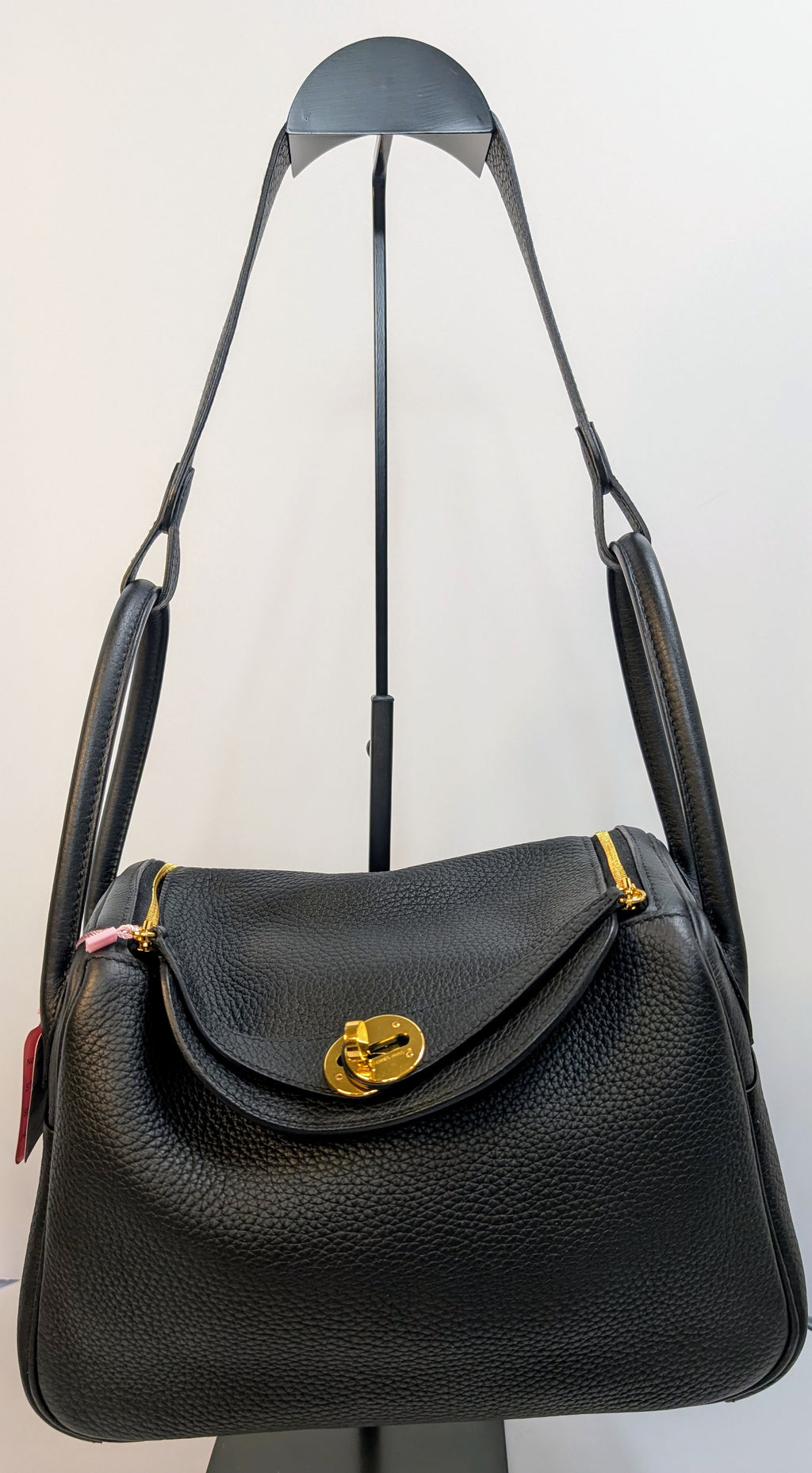 Hermes Black Taurillon Clemence Leather Lindy 26