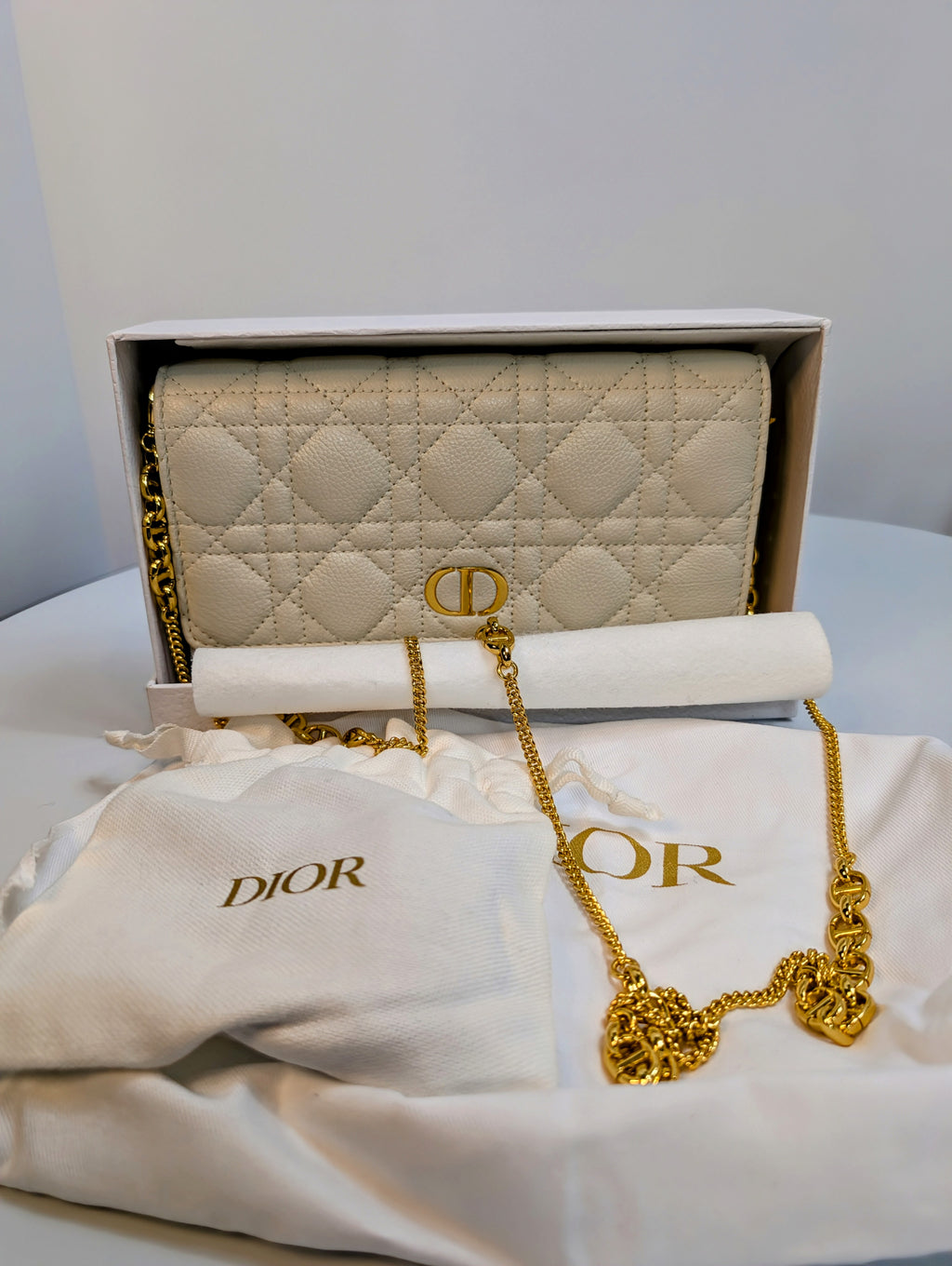 Dior White Caro Pouch
