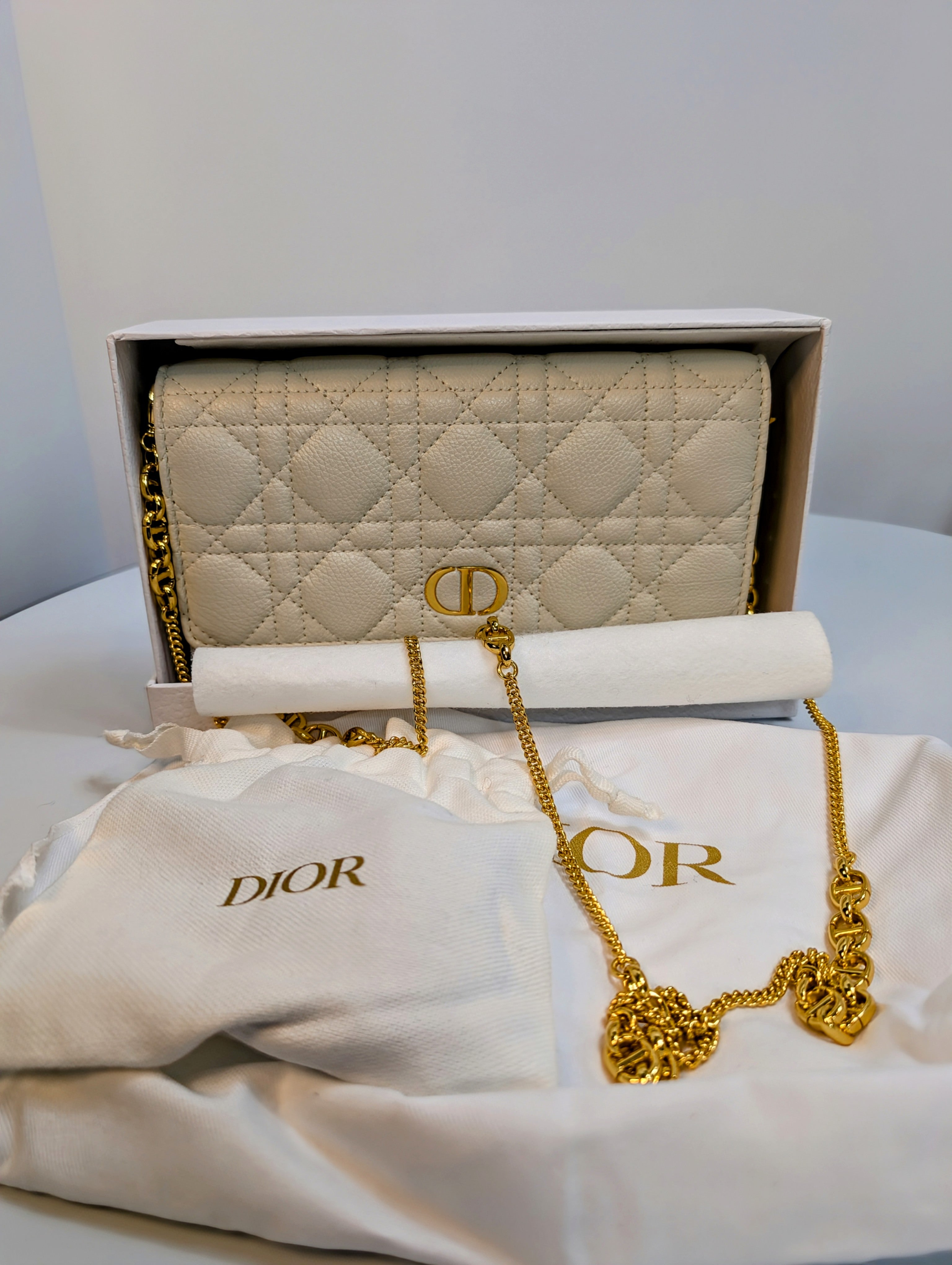 Dior White Caro Pouch