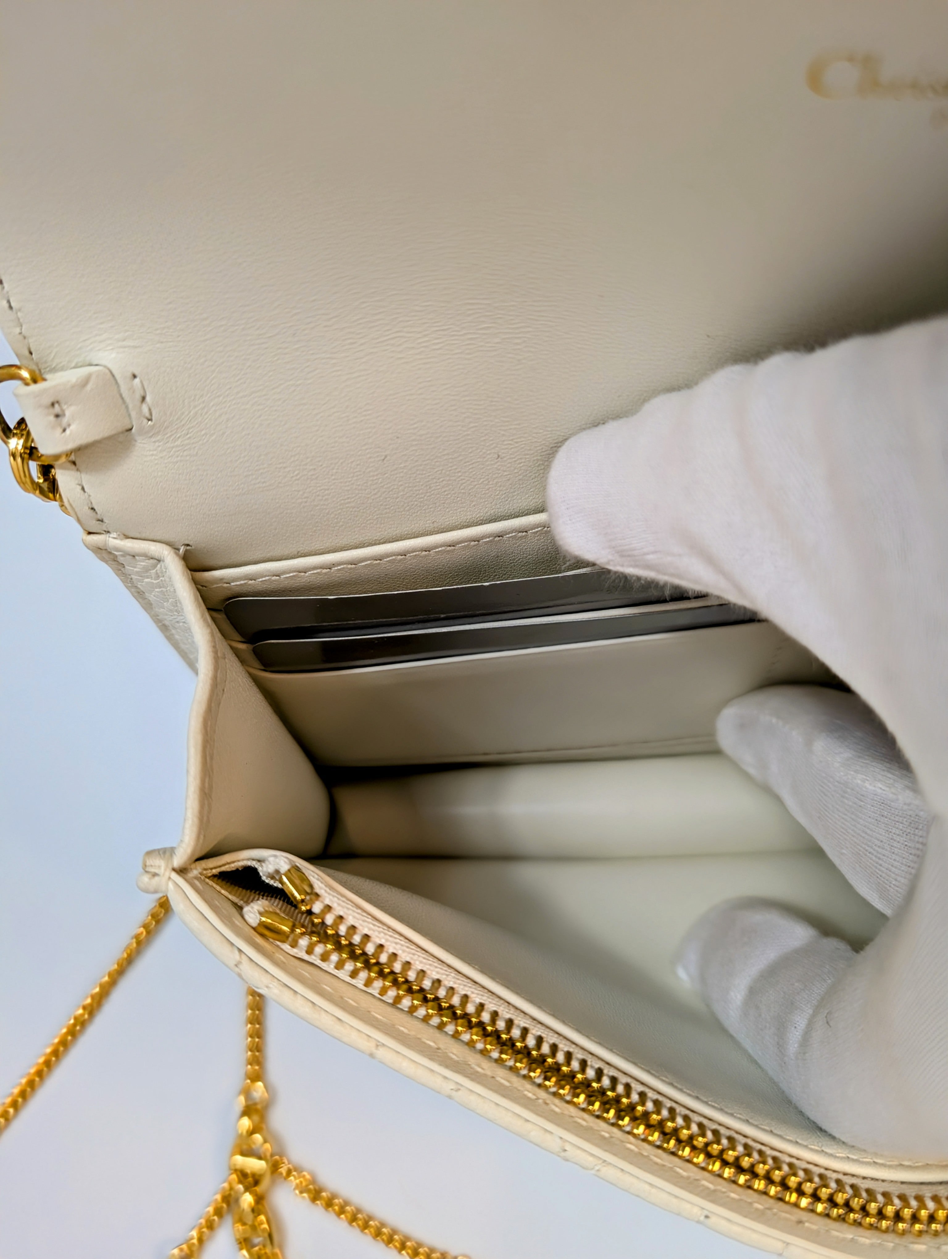 Dior White Caro Pouch