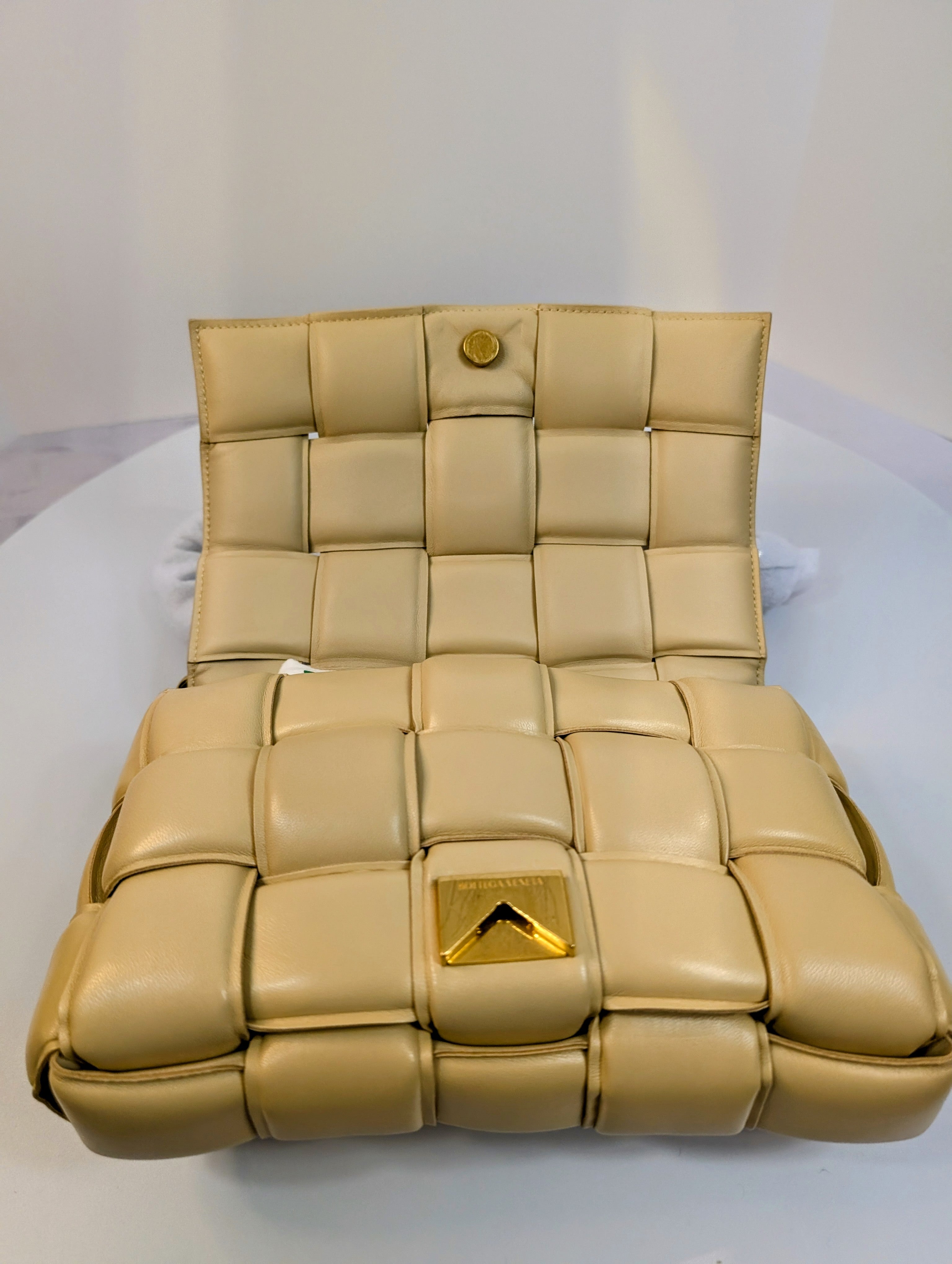 Bottega Veneta Cream Lambskin “The Chain” Cassette Shoulder Bag