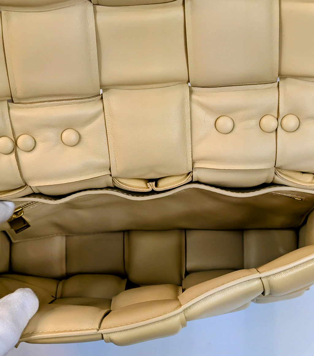 Bottega Veneta Cream Lambskin “The Chain” Cassette Shoulder Bag