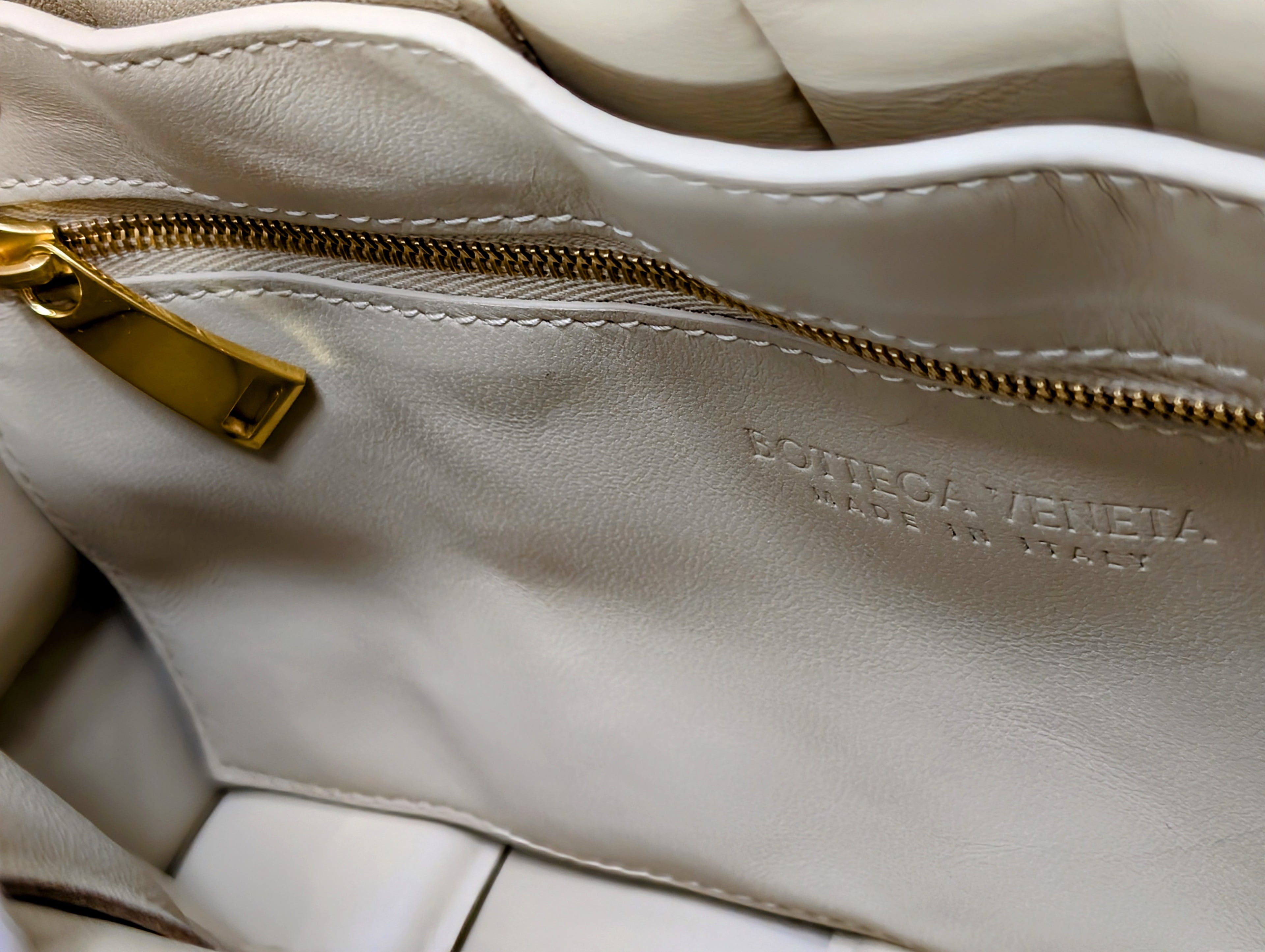 Bottega Veneta Cream Lambskin “The Chain” Cassette Shoulder Bag