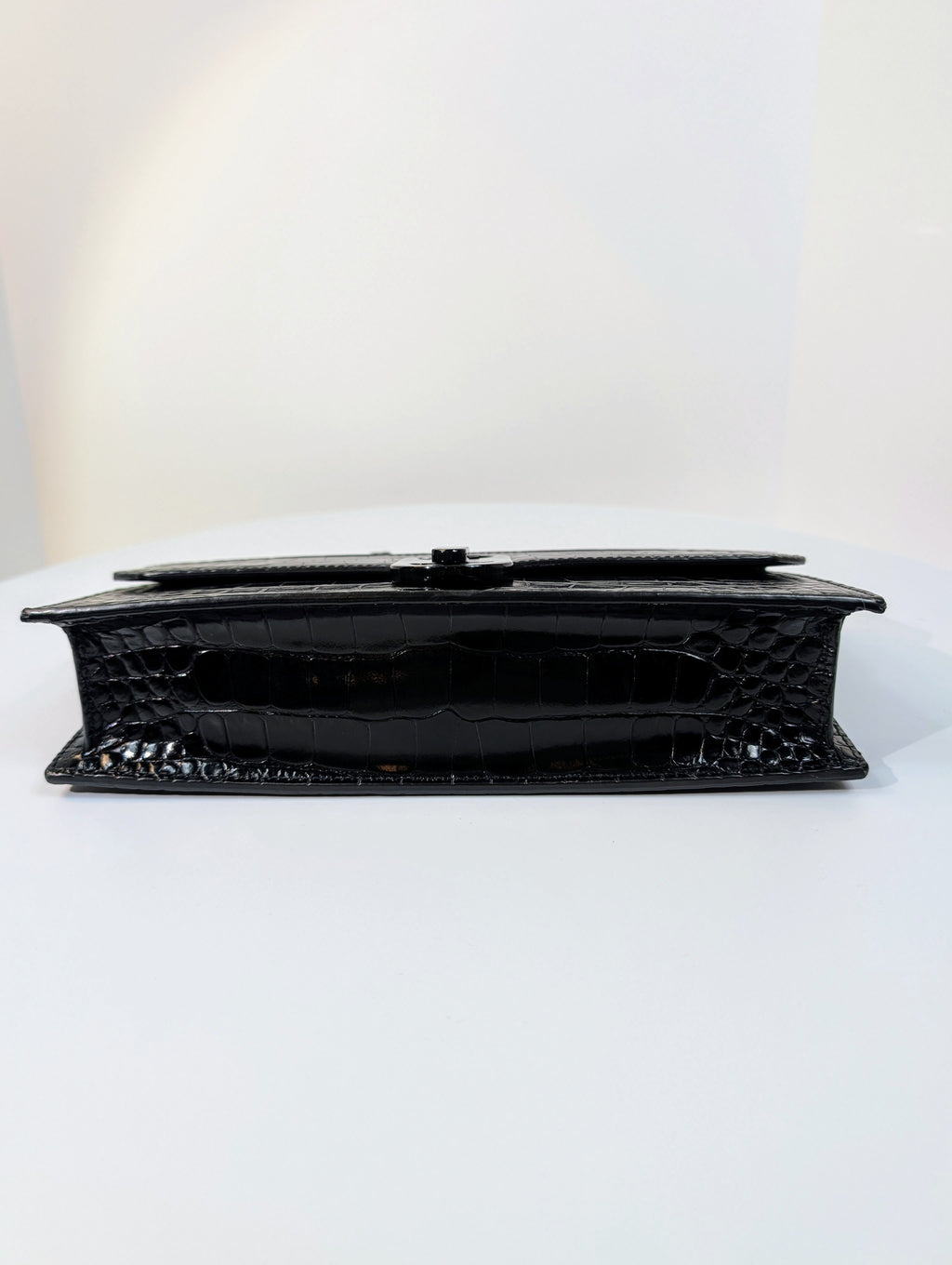 Christian Louboutin Black Elisa Crocodile Embossed Baguette Bag