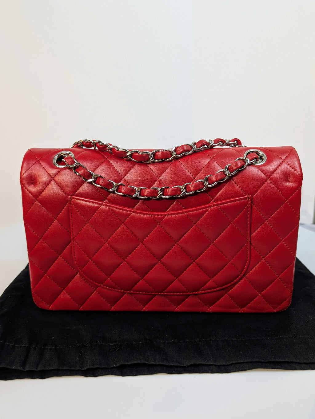 Chanel Rare Red 17b Classic Medium Quilted Lambskin Double Flap Bag