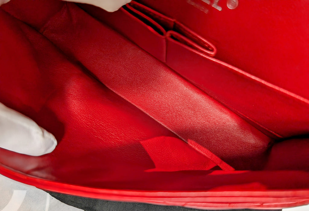 Chanel Rare Red 17b Classic Medium Quilted Lambskin Double Flap Bag