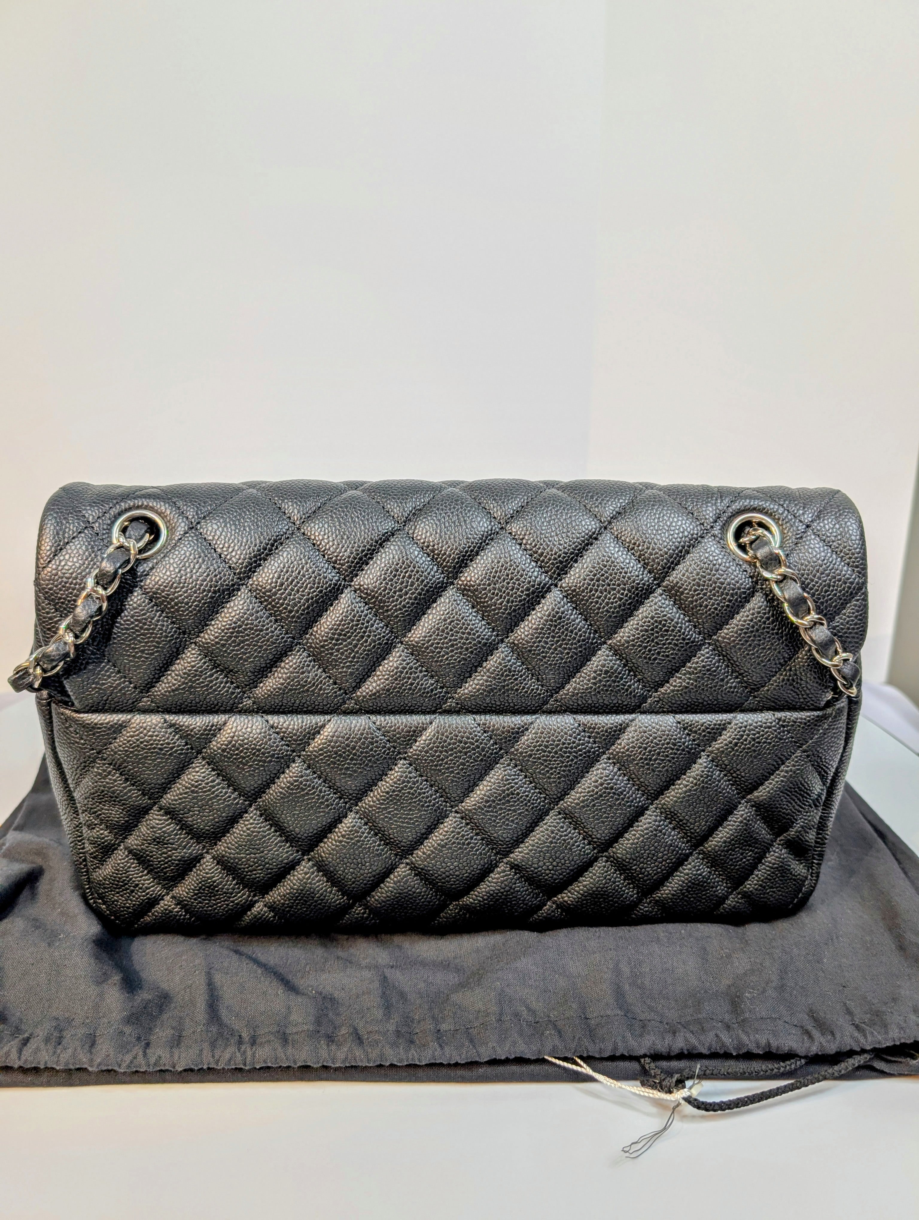 Chanel Black Jumbo Caviar Single Flap Bag