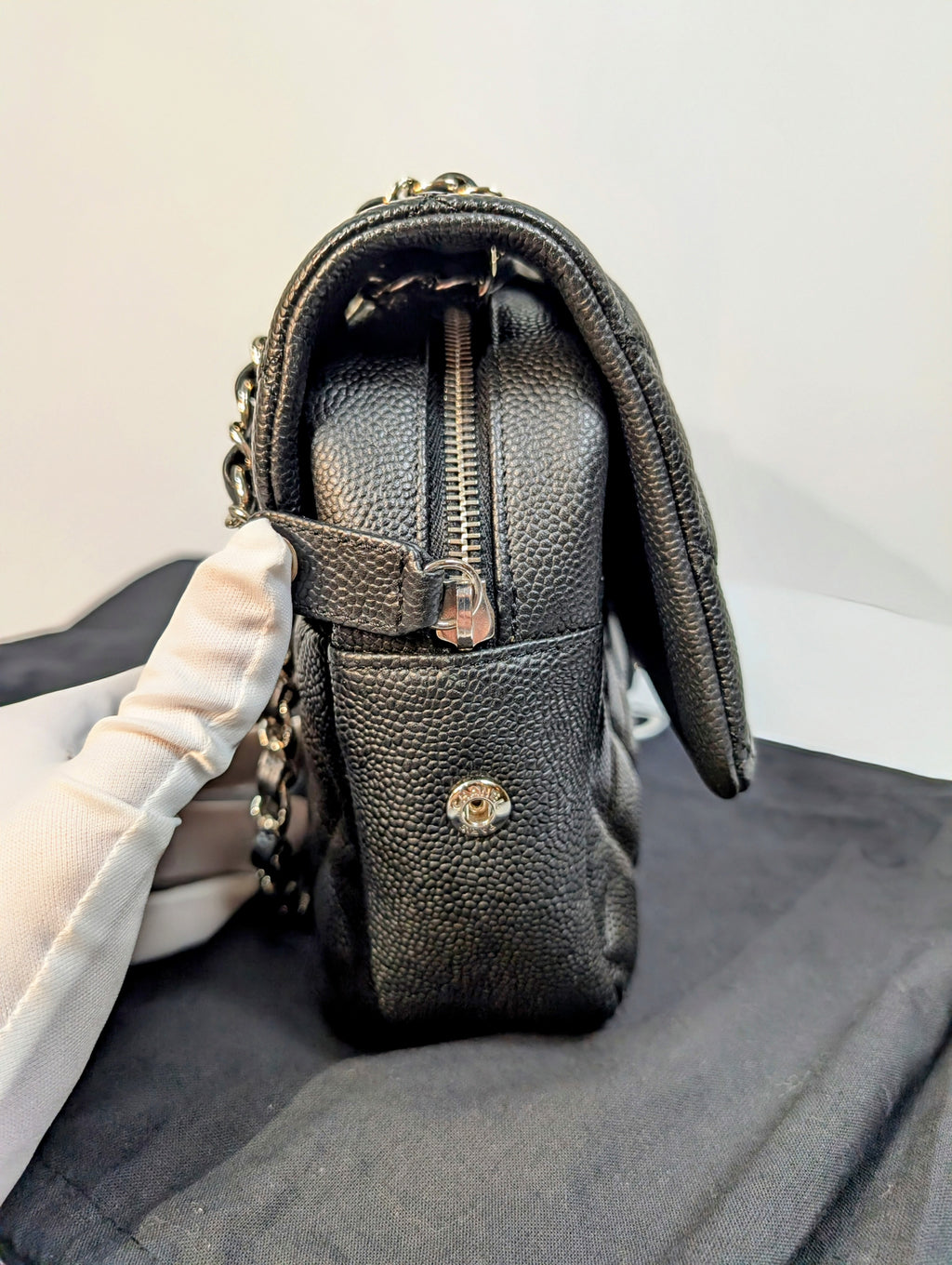 Chanel Black Jumbo Caviar Single Flap Bag