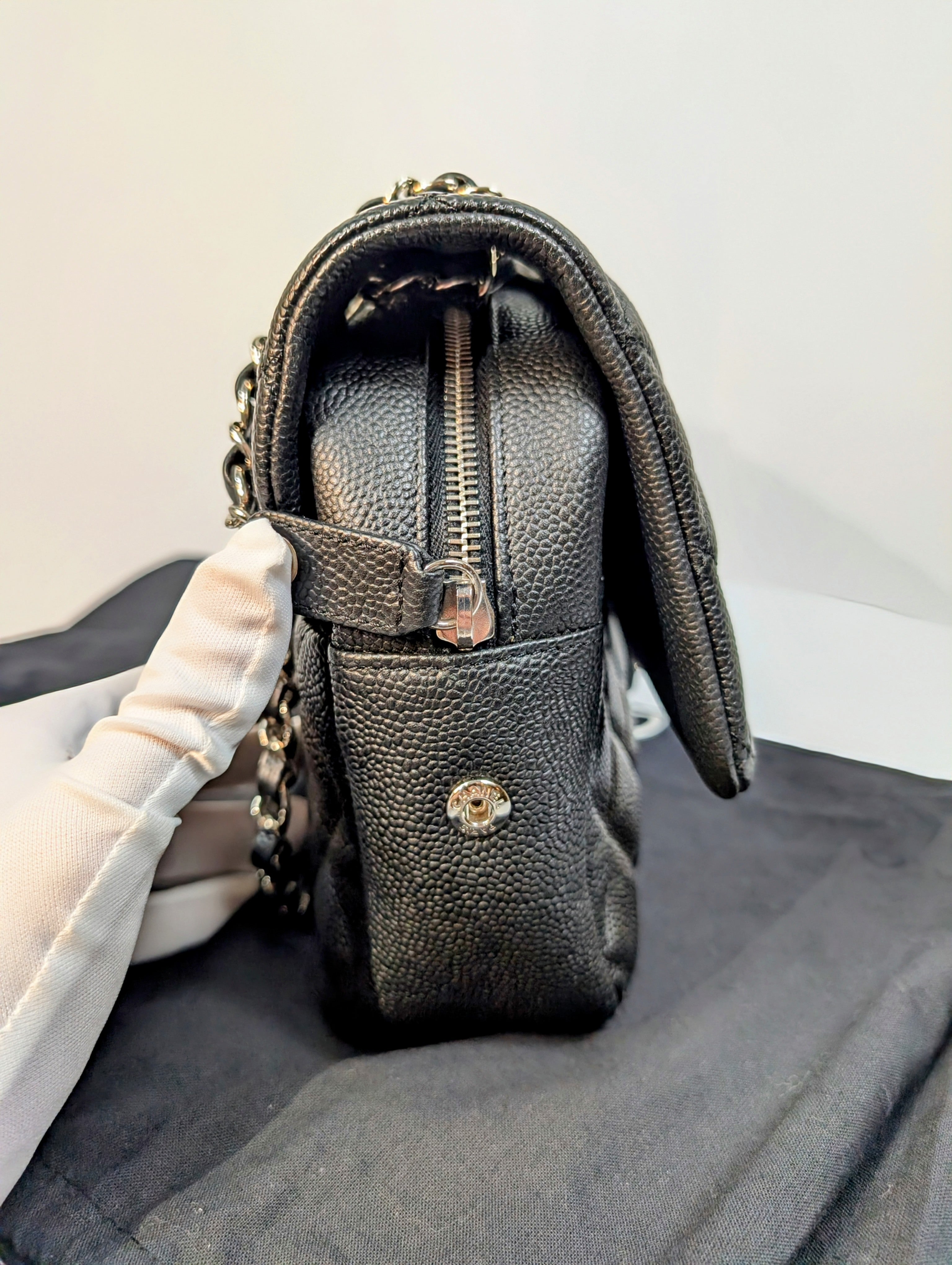 Chanel Black Jumbo Caviar Single Flap Bag
