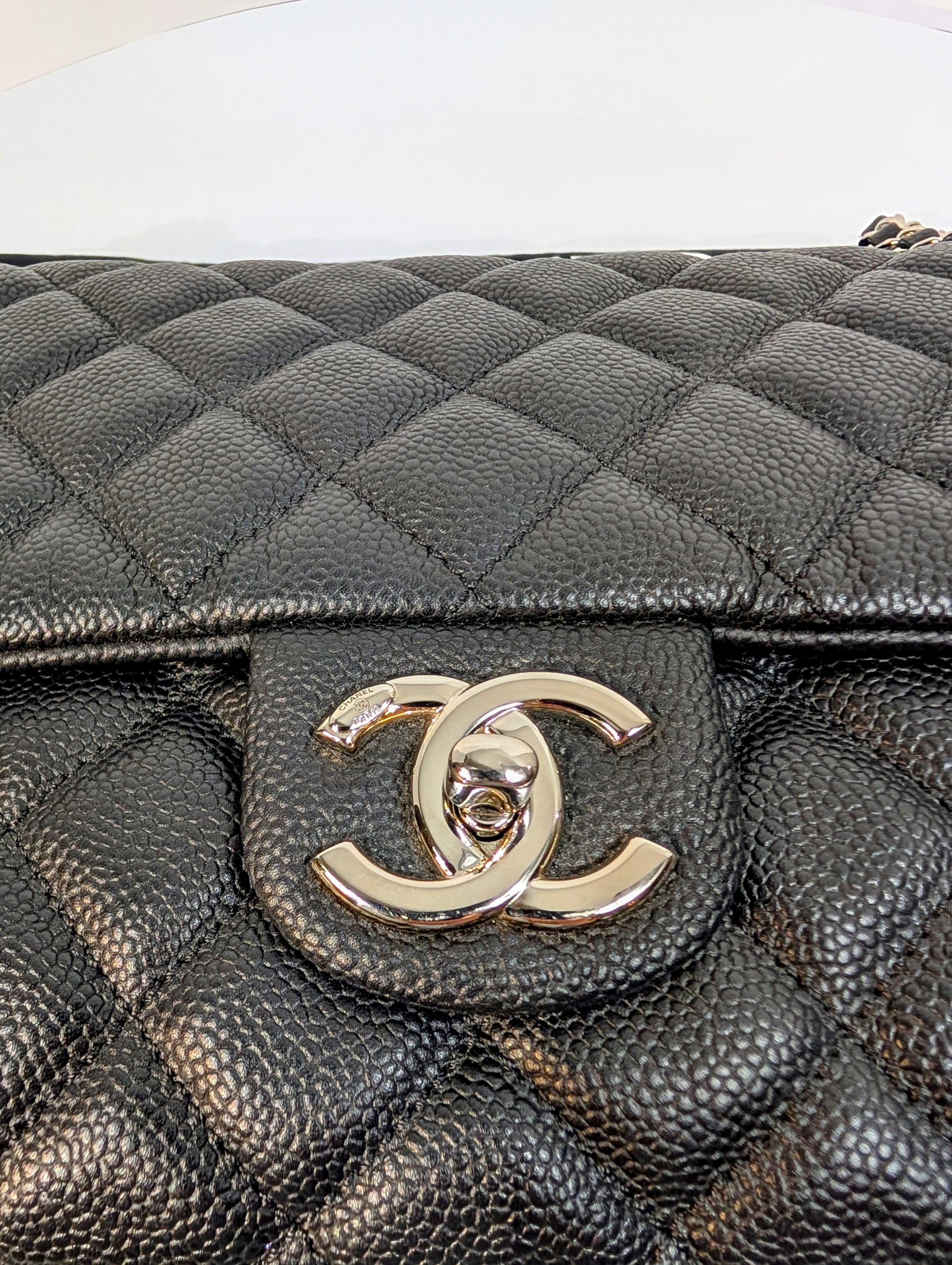 Chanel Black Jumbo Caviar Single Flap Bag