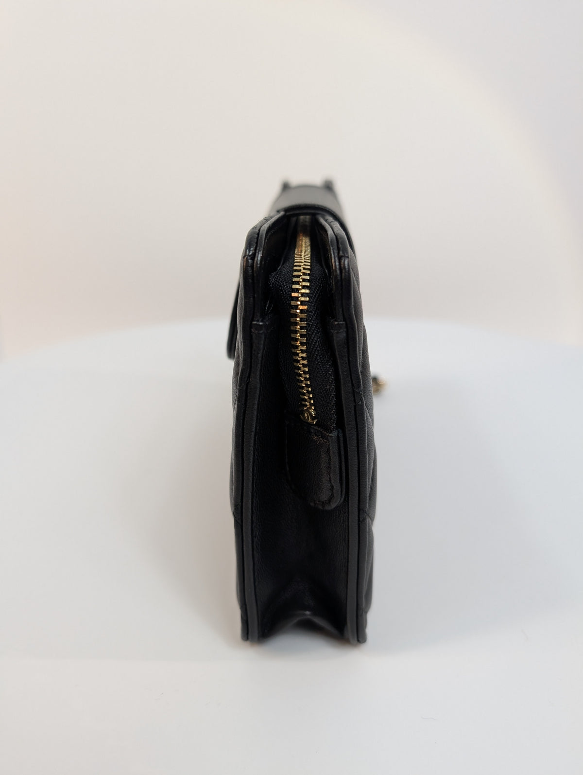 Chanel Black Quilted Lambskin Flap CC Pouch Wristlet Clutch WOC