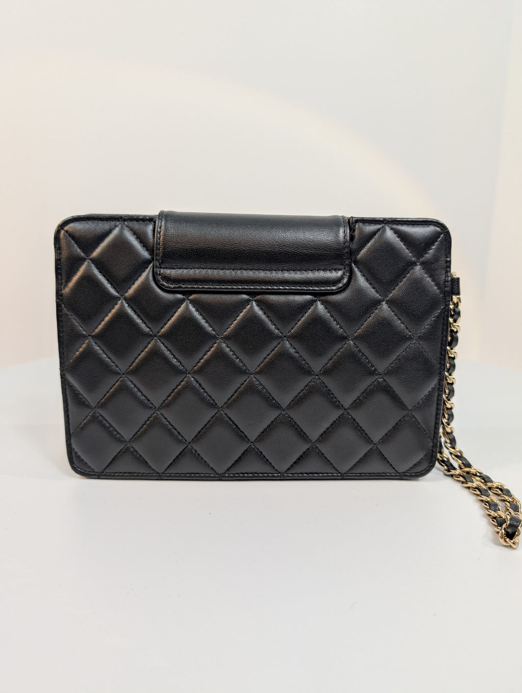 Chanel Black Quilted Lambskin Flap CC Pouch Wristlet Clutch WOC
