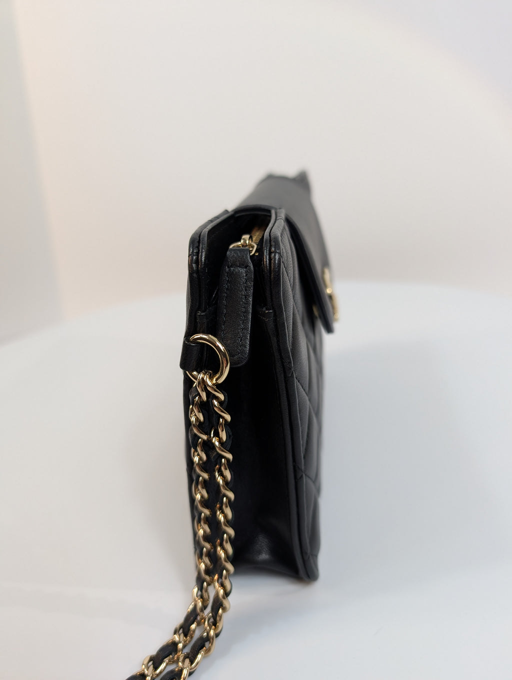 Chanel Black Quilted Lambskin Flap CC Pouch Wristlet Clutch WOC