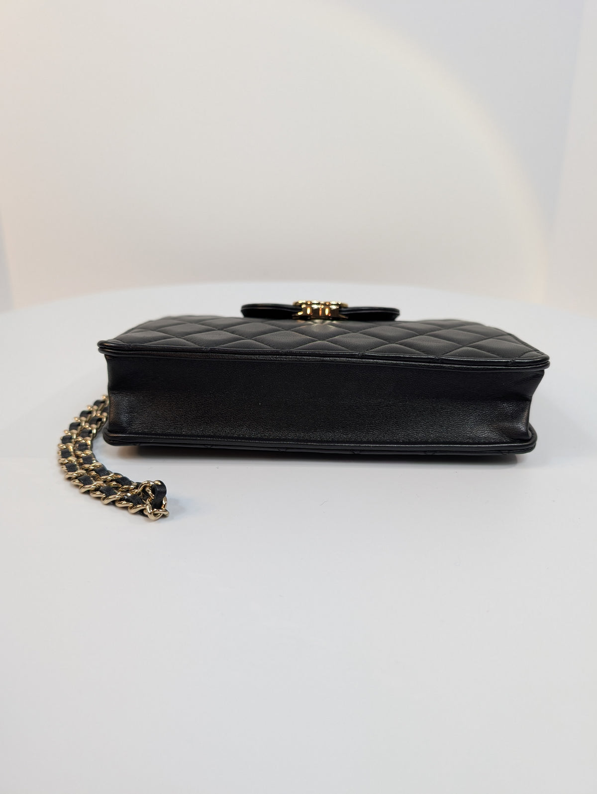 Chanel Black Quilted Lambskin Flap CC Pouch Wristlet Clutch WOC