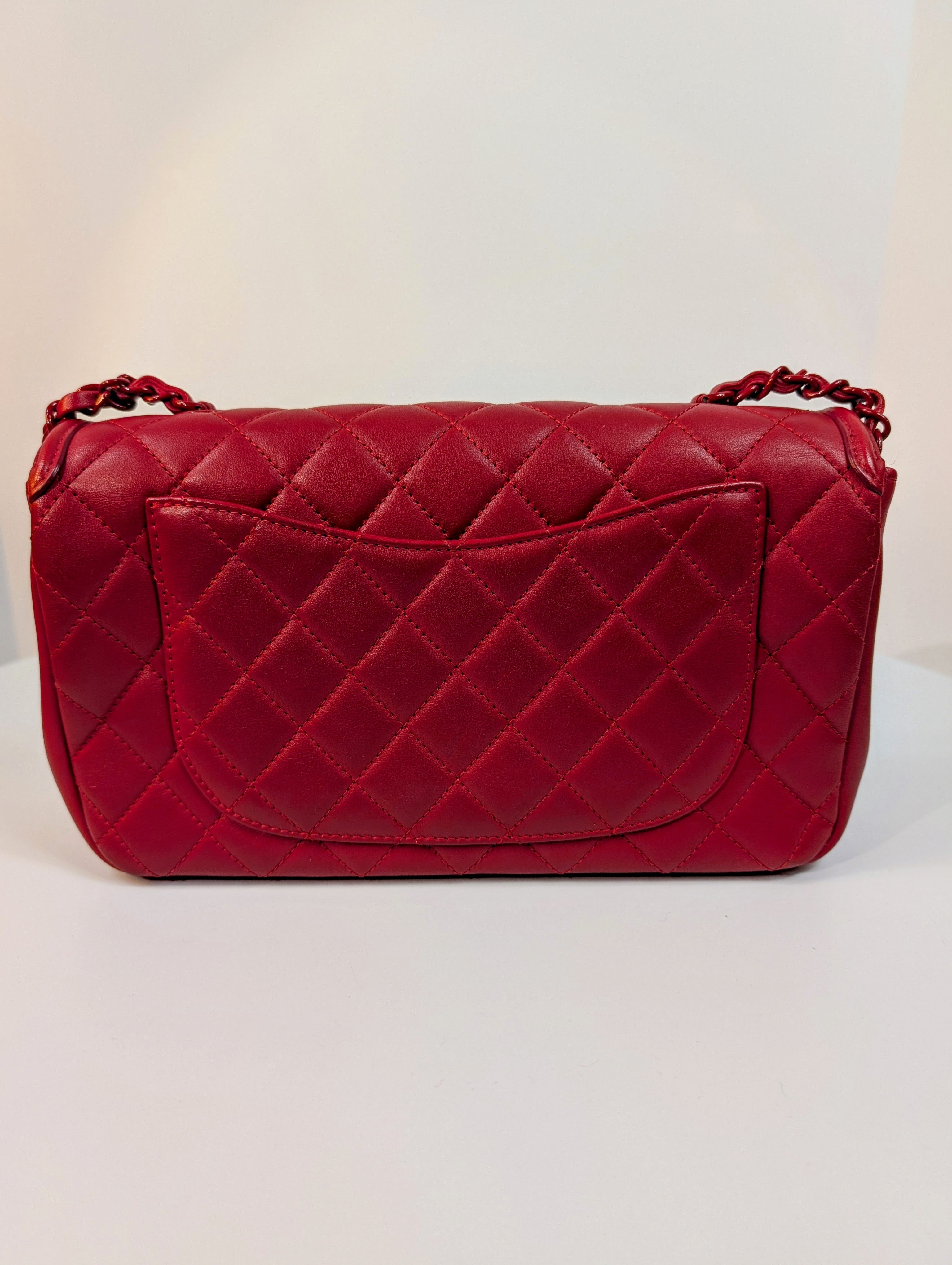 Chanel Rare Classic All-Red Flap Bag in Quilted Lambskin with Filigree CC