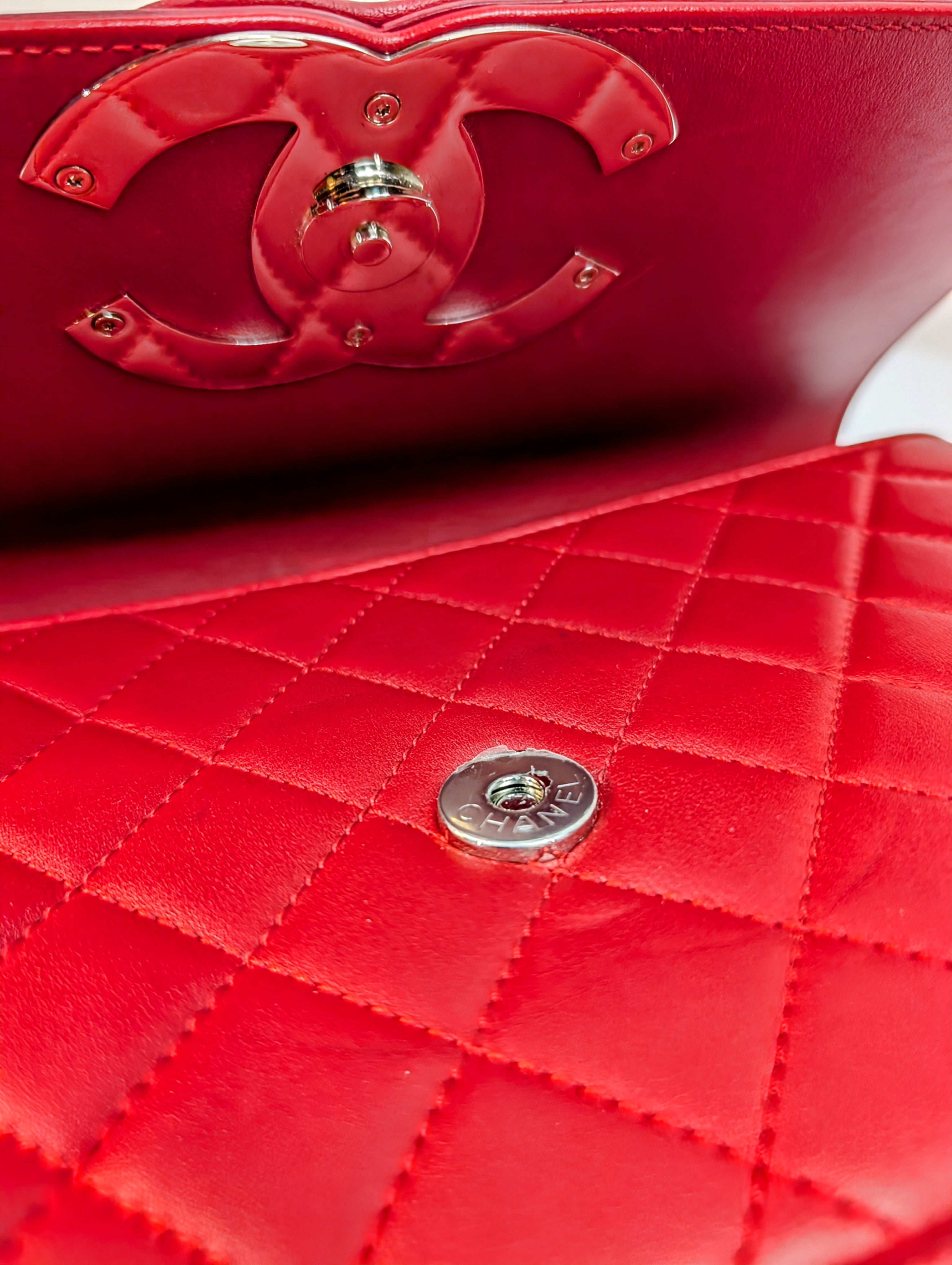 Chanel Rare Classic All-Red Flap Bag in Quilted Lambskin with Filigree CC