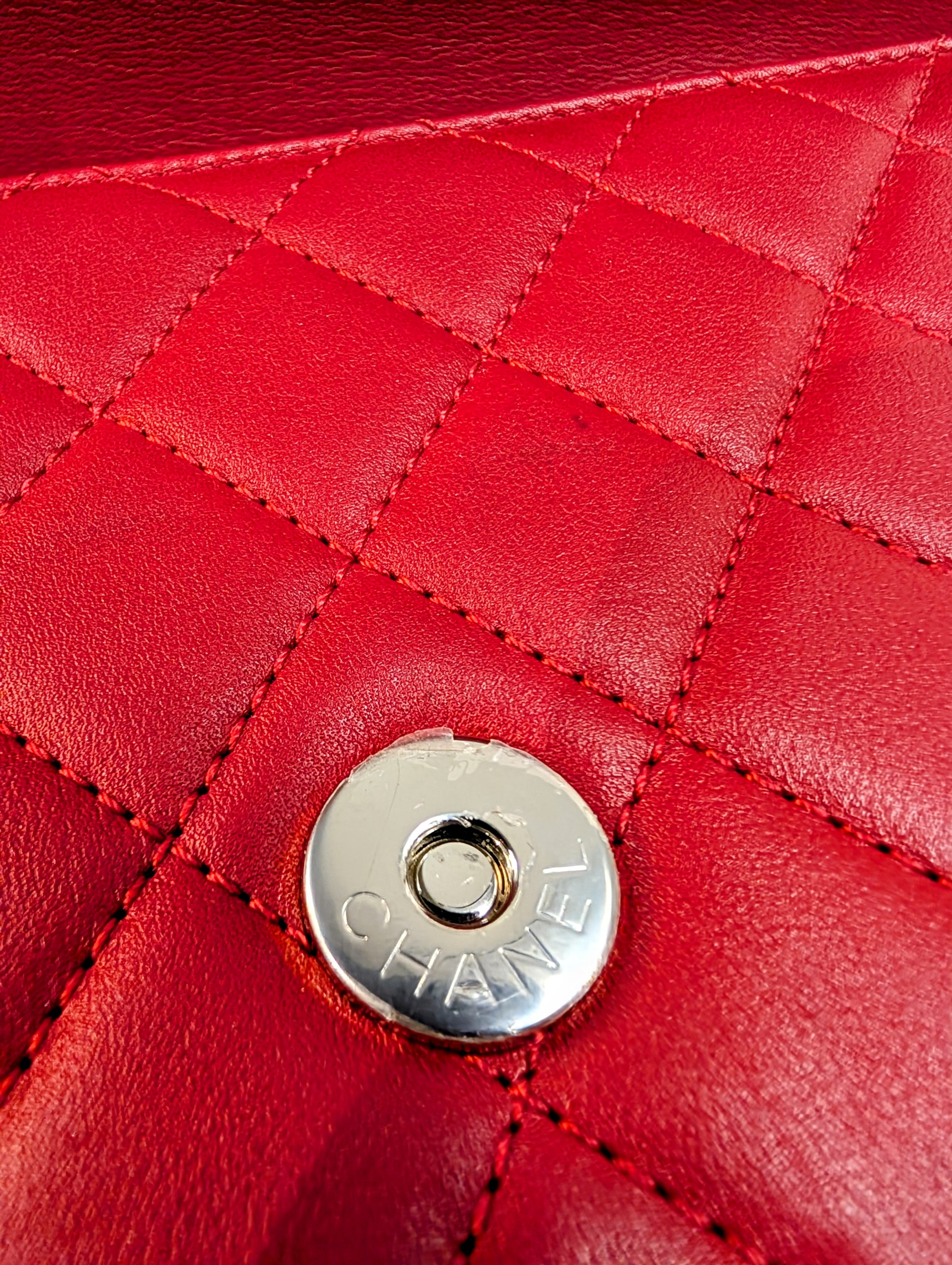 Chanel Rare Classic All-Red Flap Bag in Quilted Lambskin with Filigree CC