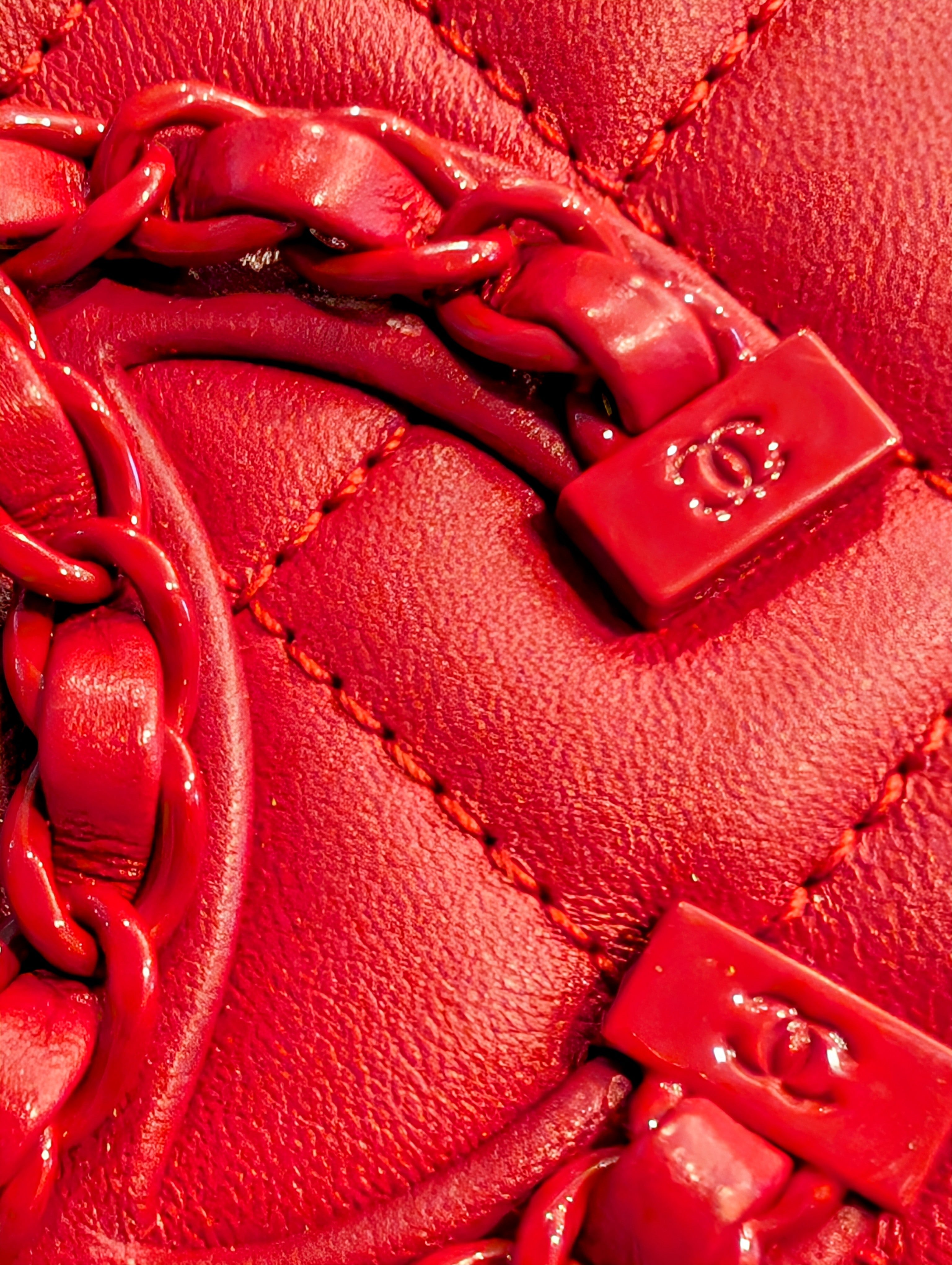 Chanel Rare Classic All-Red Flap Bag in Quilted Lambskin with Filigree CC