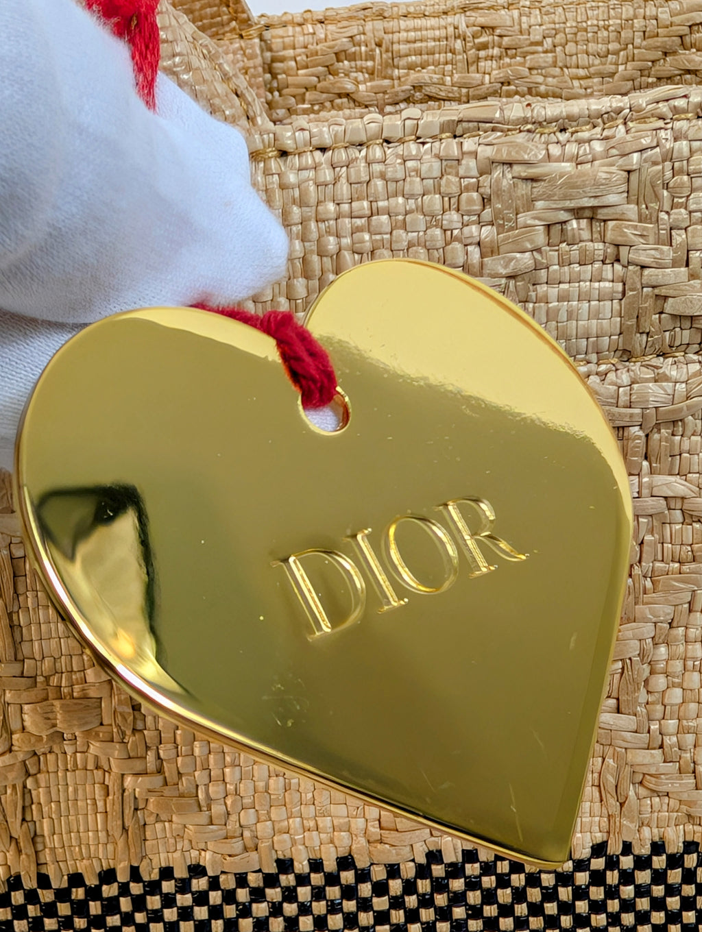 Dior Medium Raffia Book Tote with Heart Charm