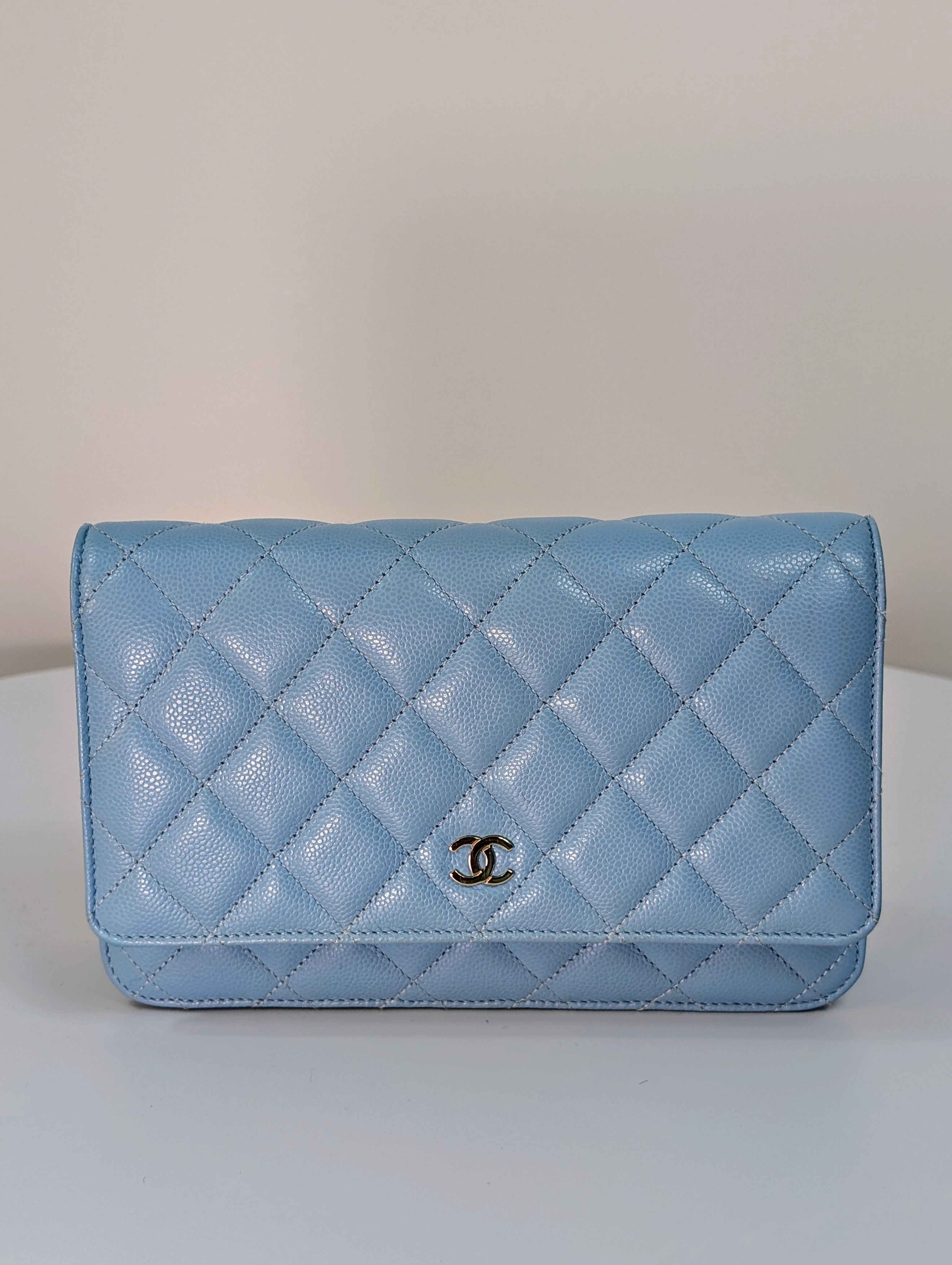 Chanel Tiffany Blue Caviar Wallet on Chain (WOC)