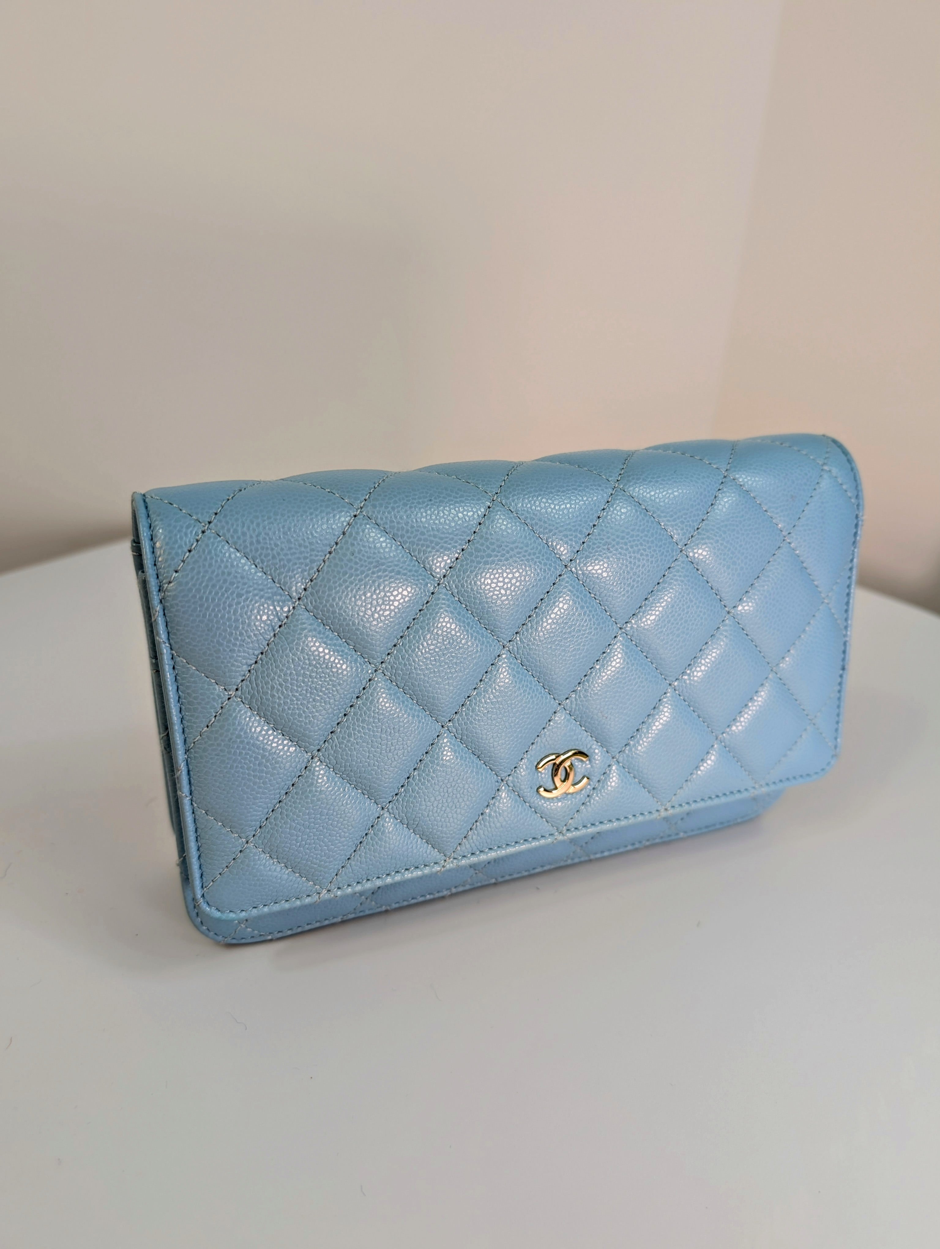 Chanel Tiffany Blue Caviar Wallet on Chain (WOC)