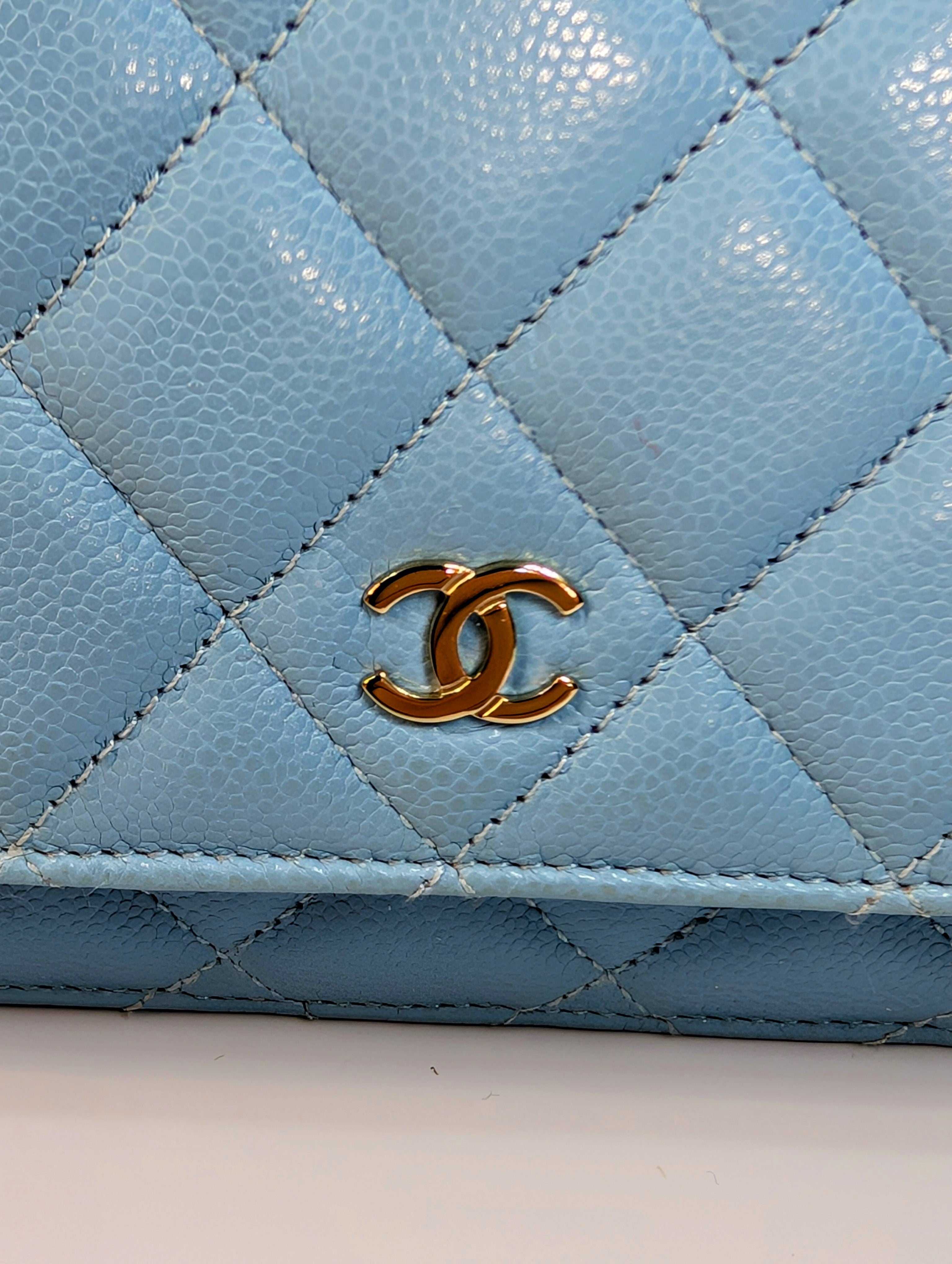 Chanel Tiffany Blue Caviar Wallet on Chain (WOC)
