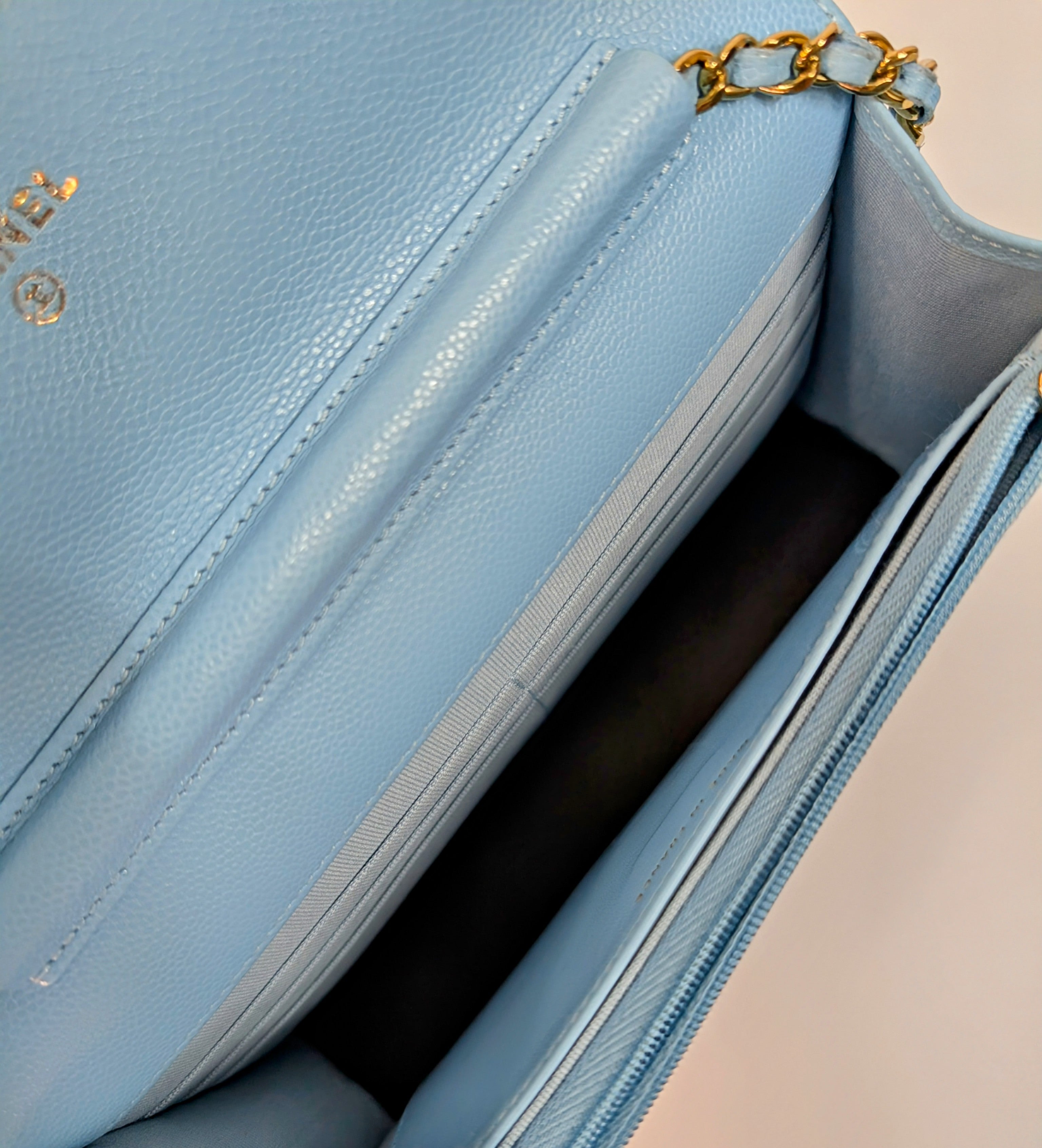 Chanel Tiffany Blue Caviar Wallet on Chain (WOC)