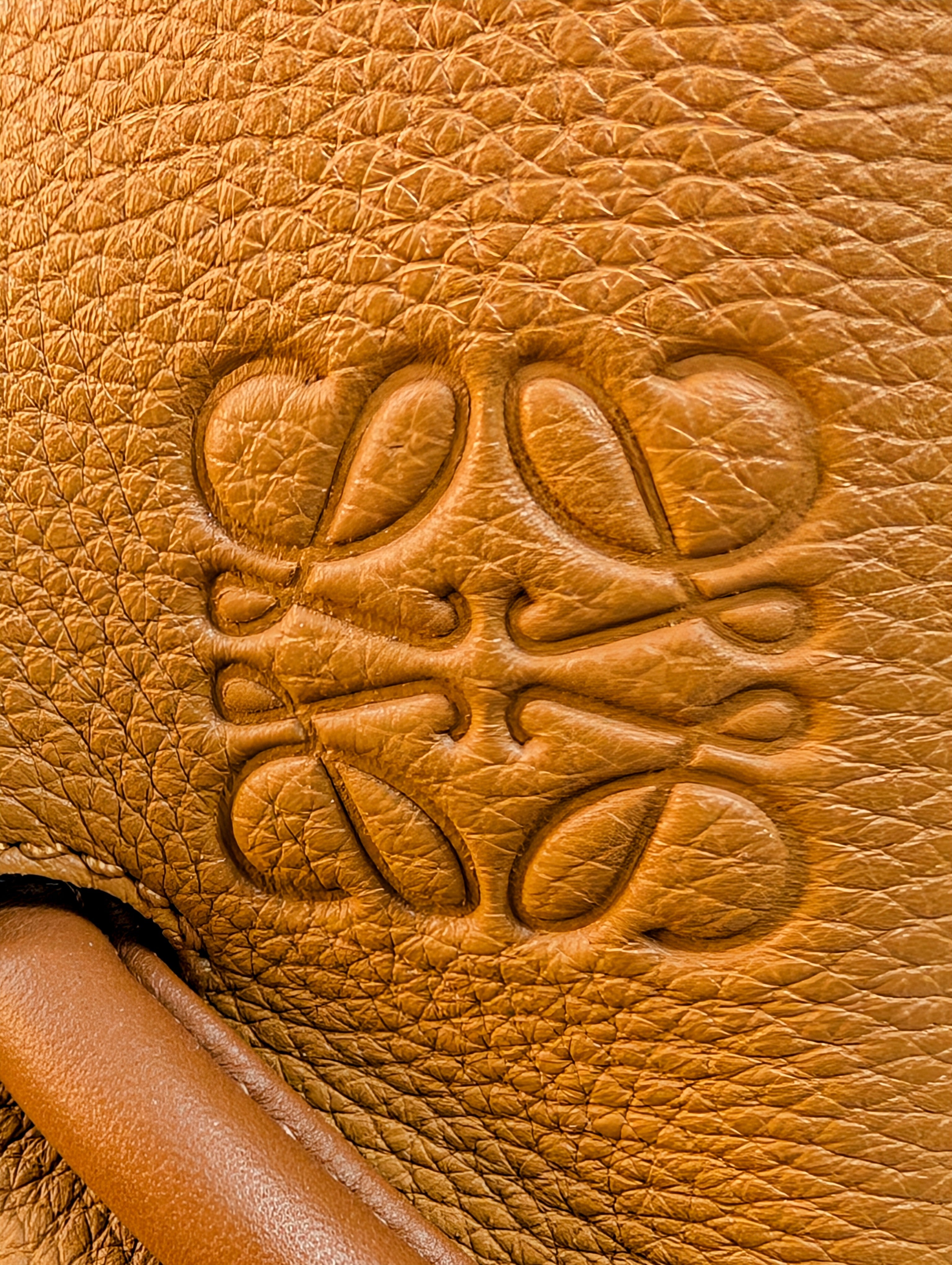 Loewe Camel Brown Grained Leather Flamenco Knot Drawstring Bag