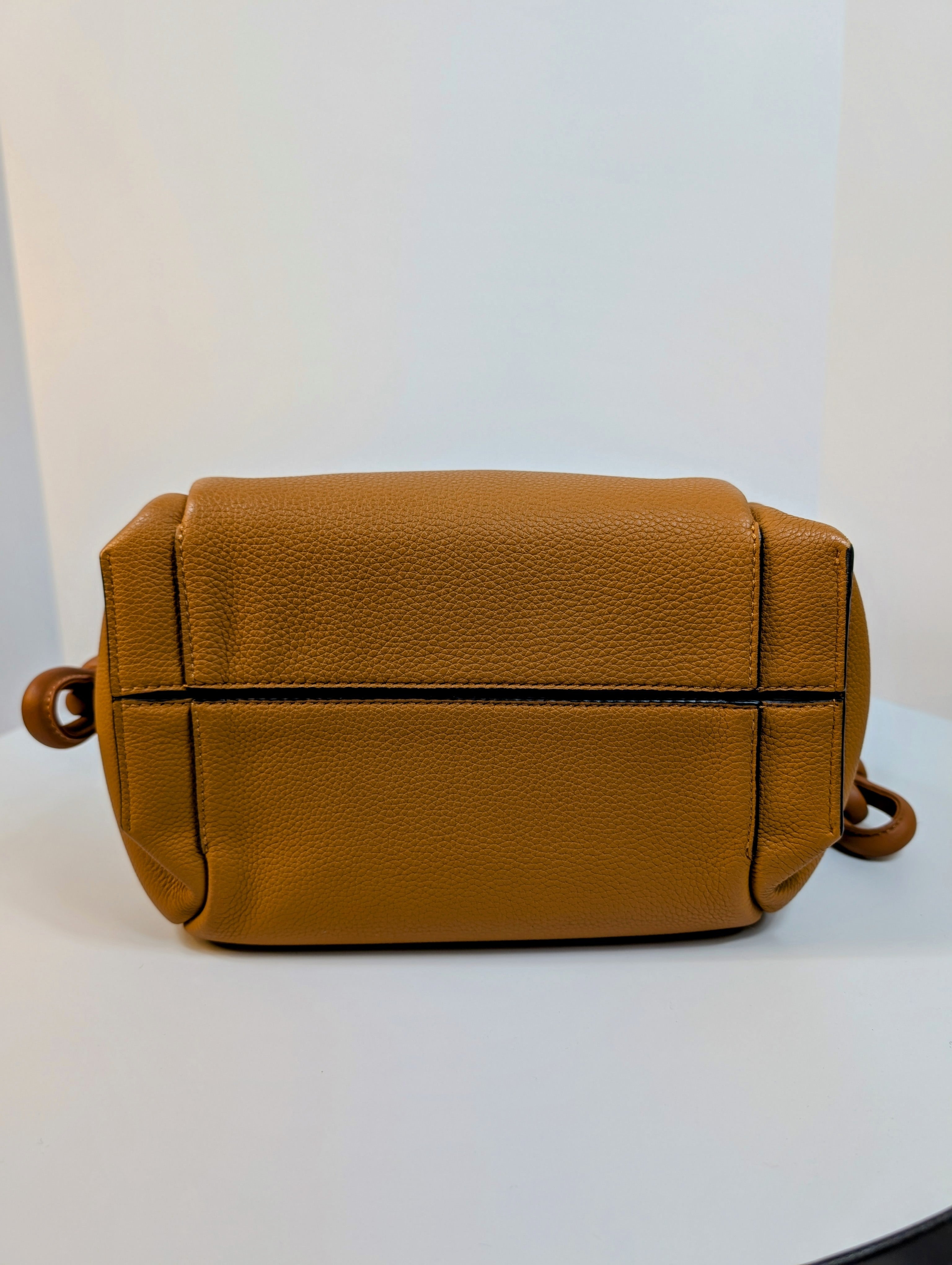 Loewe Camel Brown Grained Leather Flamenco Knot Drawstring Bag