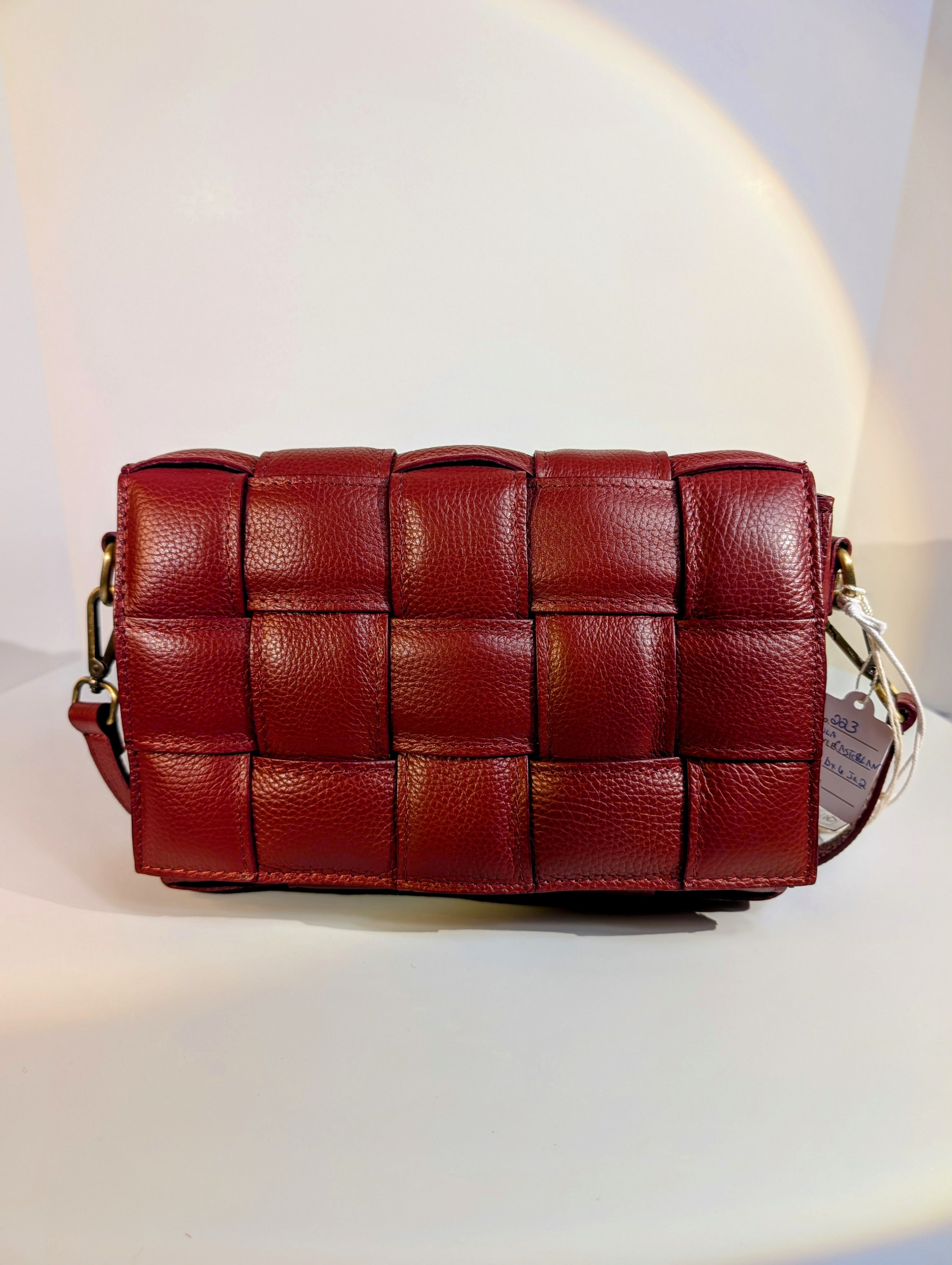 Violeta Castellani Milano Red Woven Leather Shoulder Bag