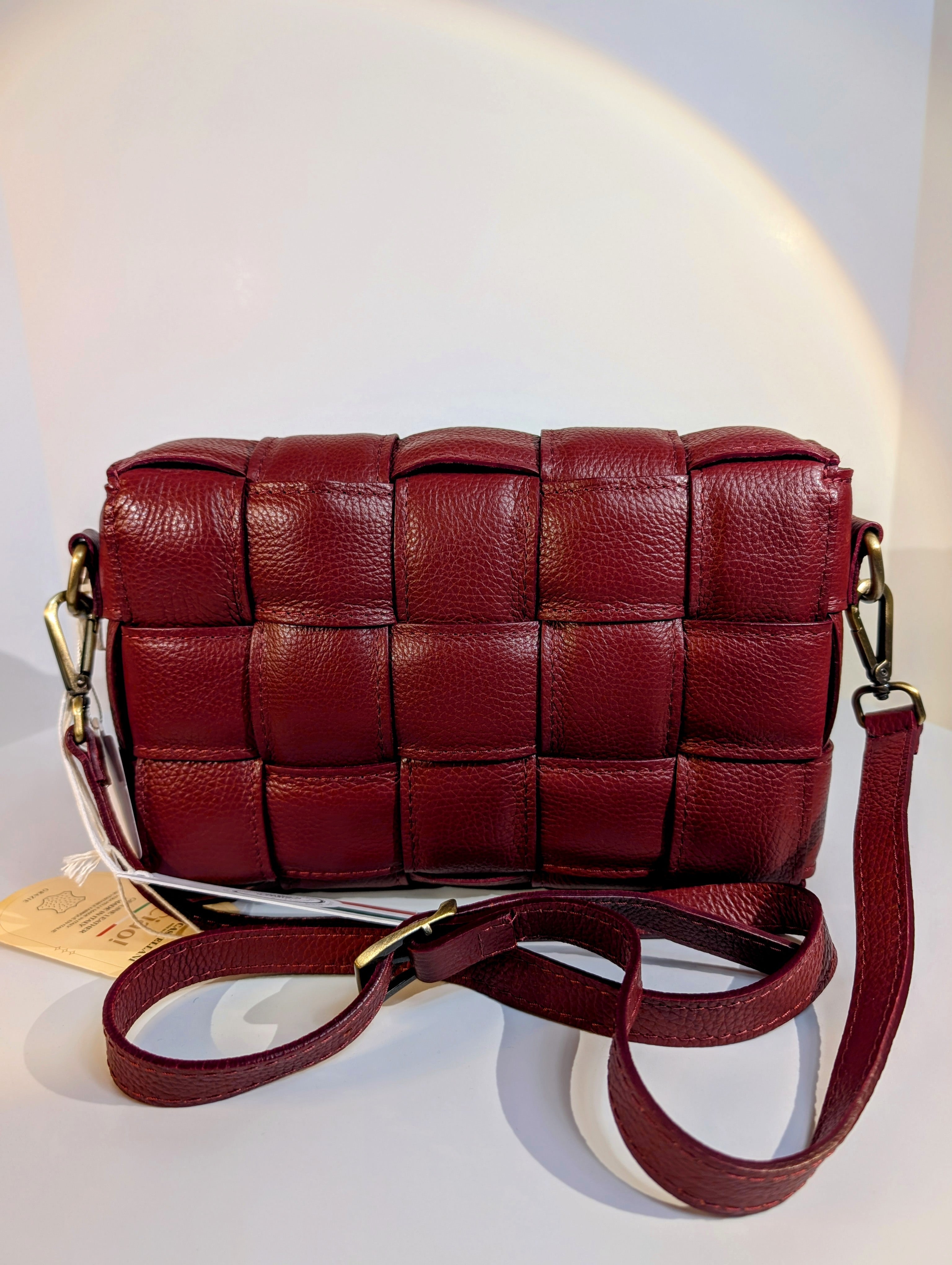 Violeta Castellani Milano Red Woven Leather Shoulder Bag