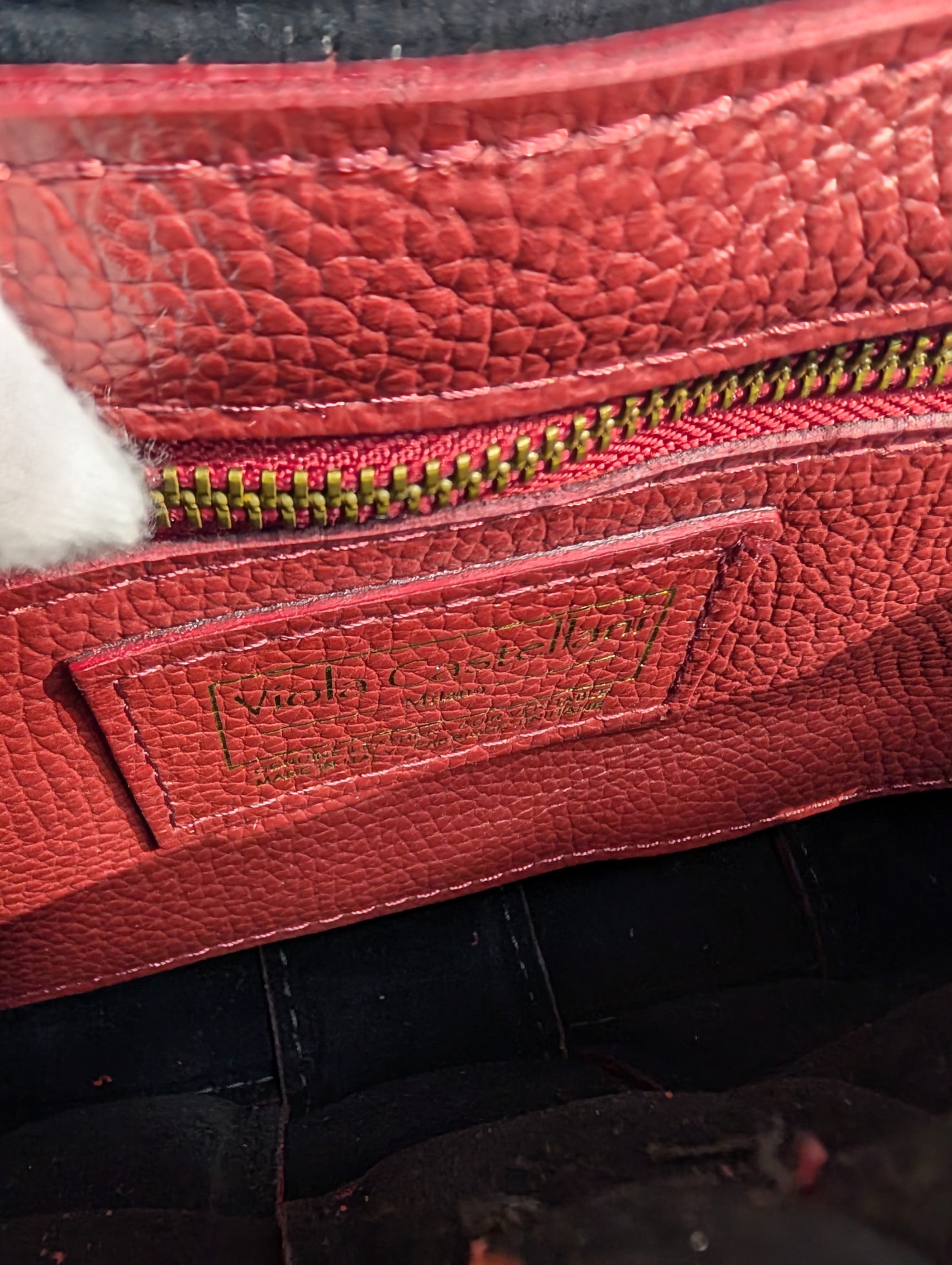 Violeta Castellani Milano Red Woven Leather Shoulder Bag