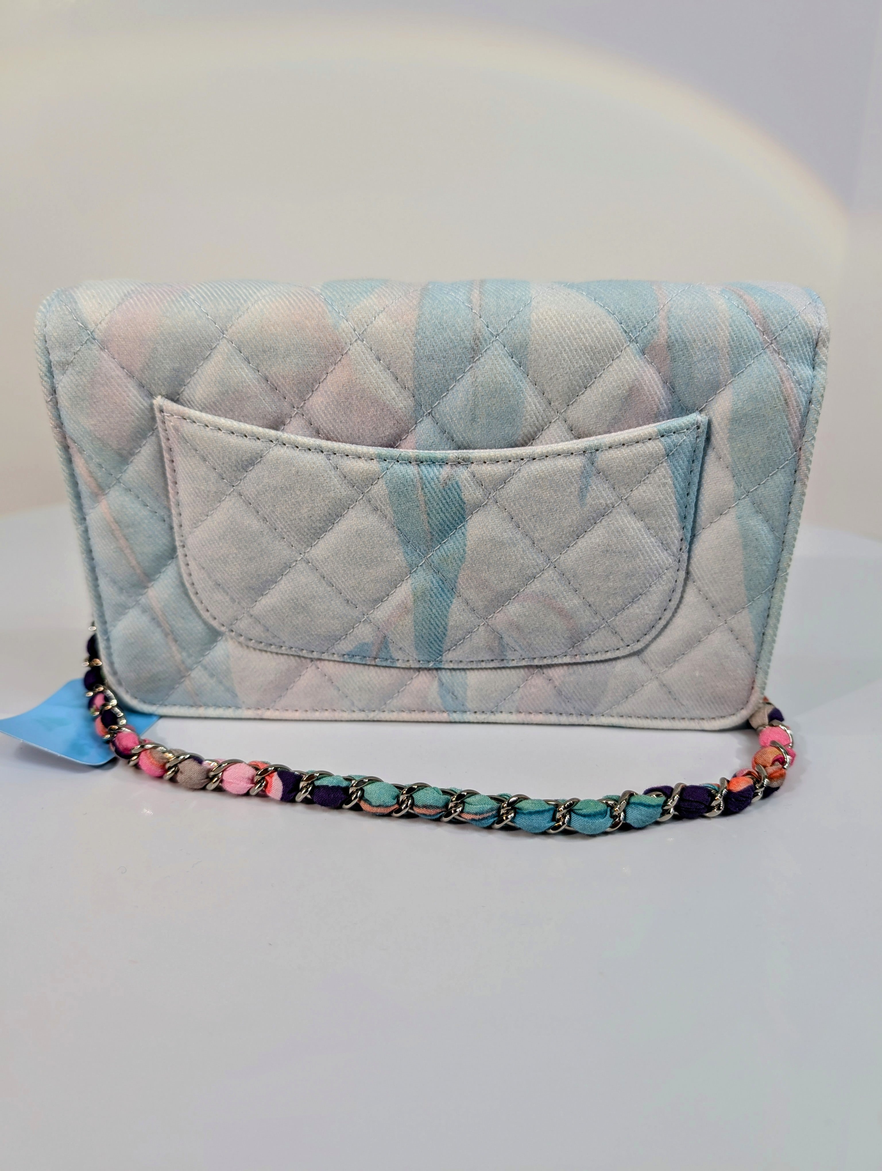 Chanel Jungle Jeans Quilted Fabric Wallet On Chain (WOC)