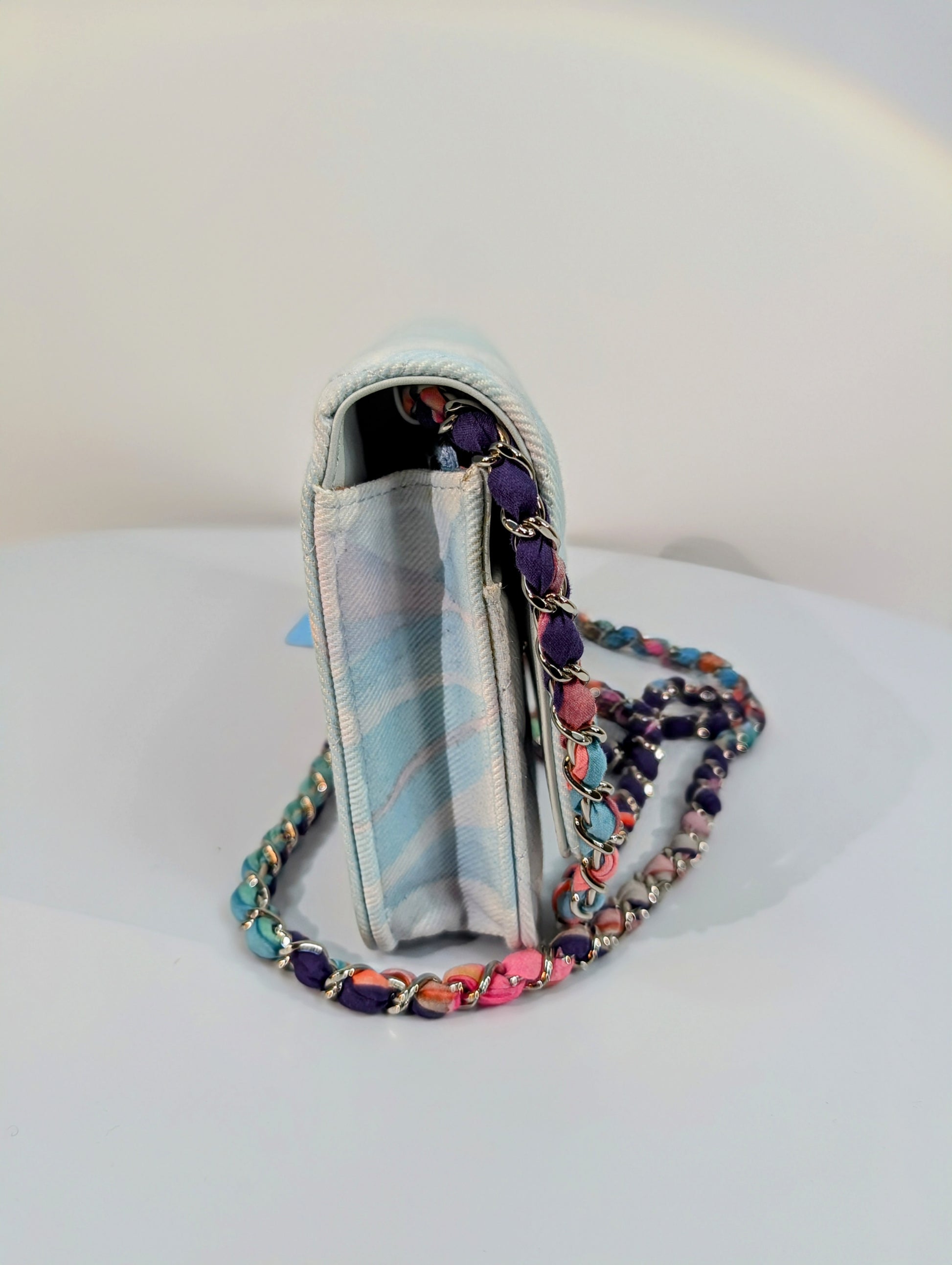 Chanel Jungle Jeans Quilted Fabric Wallet On Chain (WOC)