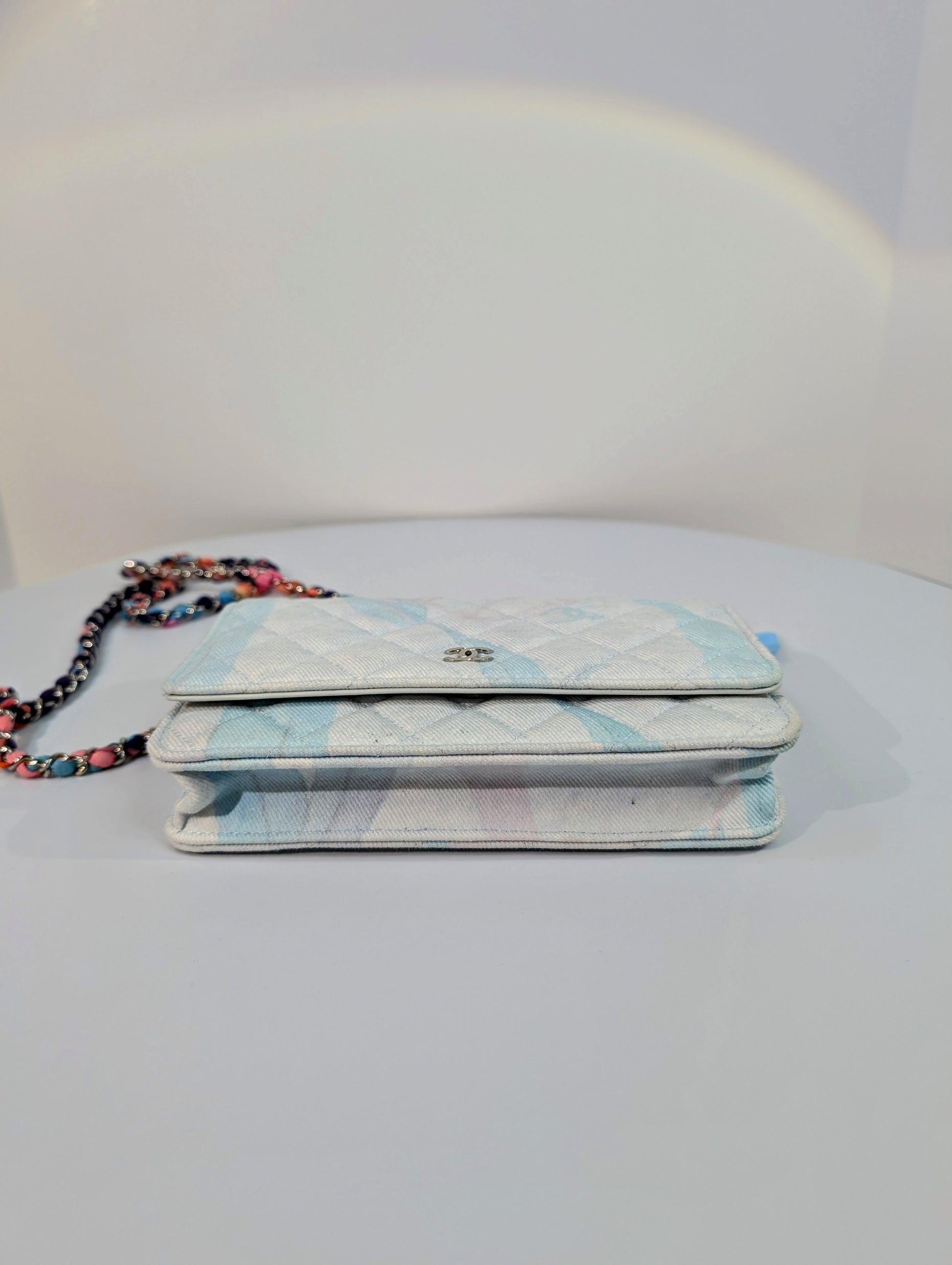 Chanel Jungle Jeans Quilted Fabric Wallet On Chain (WOC)