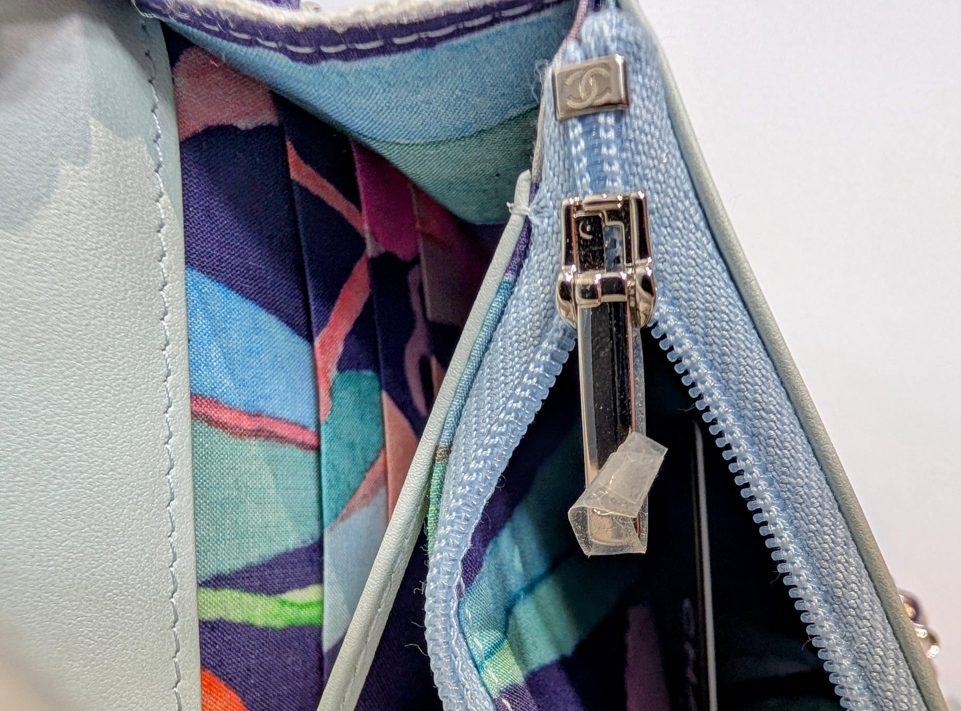 Chanel Jungle Jeans Quilted Fabric Wallet On Chain (WOC)